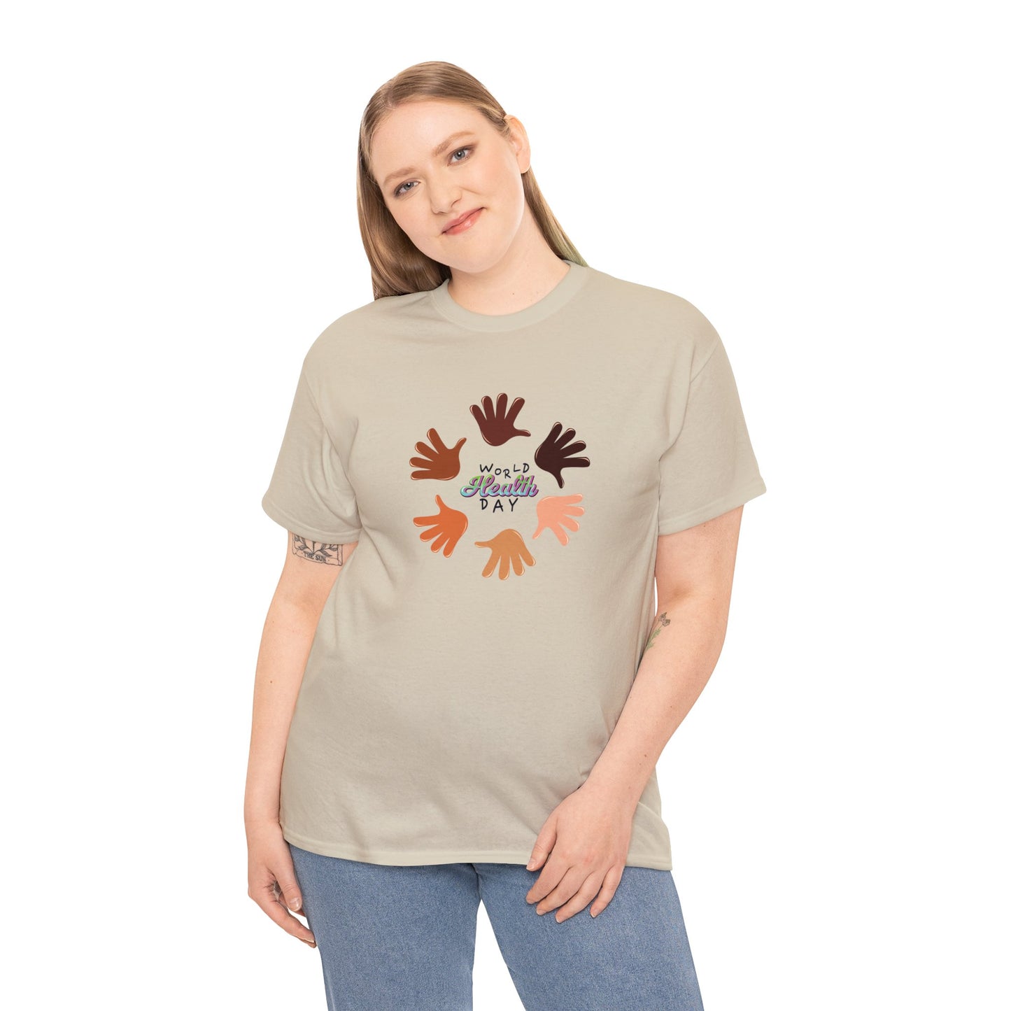 Unisex Heavy Cotton Tee Adult/Teen Activewear Great Quality Low Prices Most Tees Under 12$ Comes In Many Colors World Health Day Awareness