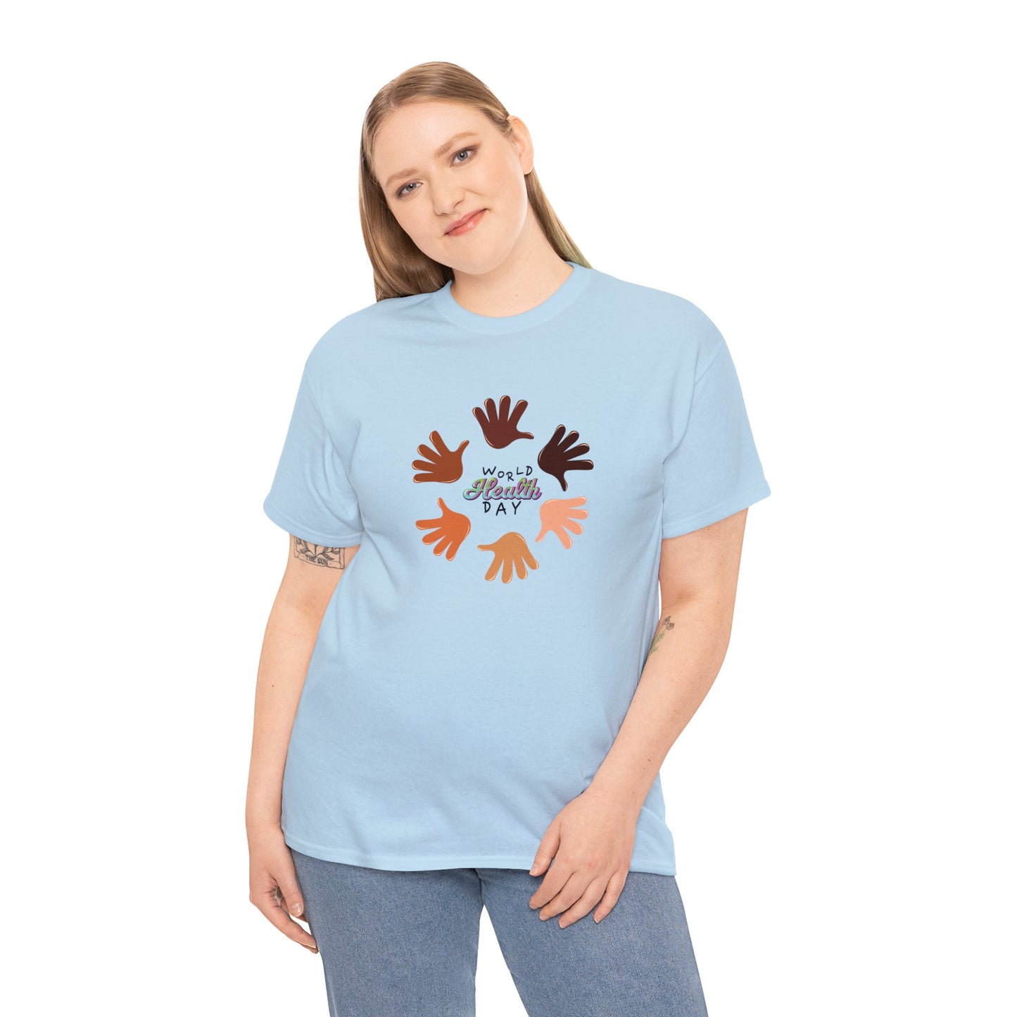 Unisex Heavy Cotton Tee Adult/Teen Activewear Great Quality Low Prices Most Tees Under 12$ Comes In Many Colors World Health Day Awareness