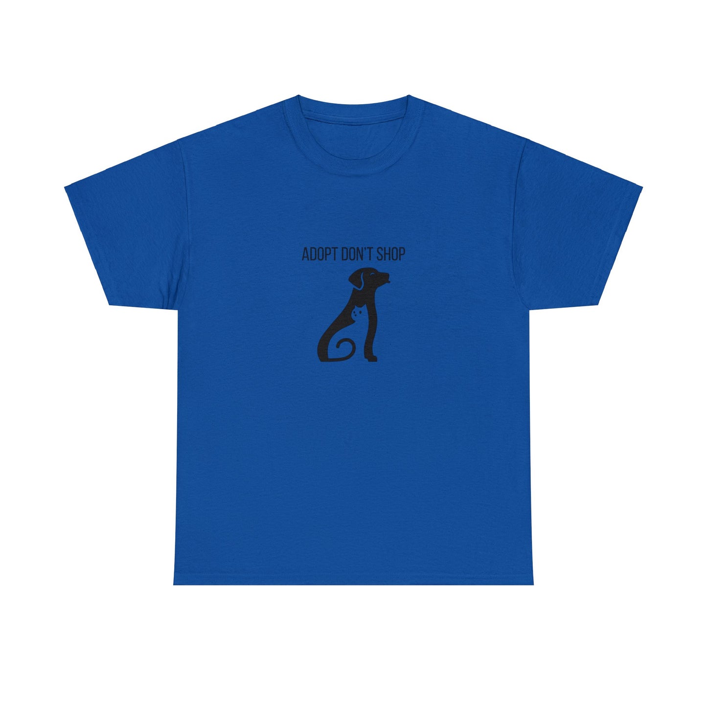 Unisex Heavy Cotton Tee Adult/Teen Activewear Adopt Don't Shop With A Image of Dog And Cat Shirt Comes In Many Colors