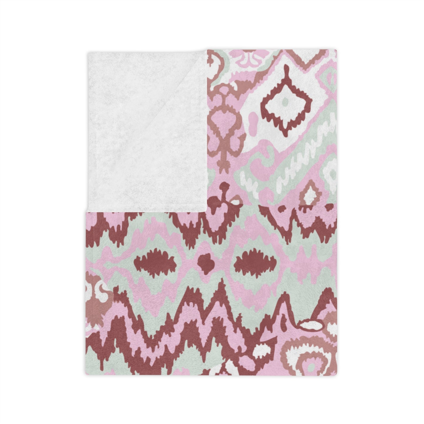 Velveteen Minky Blanket Adult/Teen/Baby Accessories Decor Mauve In Color With Design