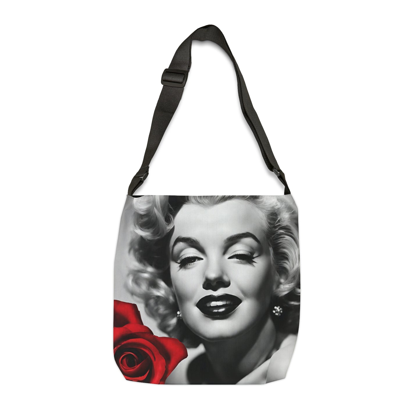 Adjustable Tote Bag (AOP) Adult Unisex Accessories Marilyn Monroe With Red Rose