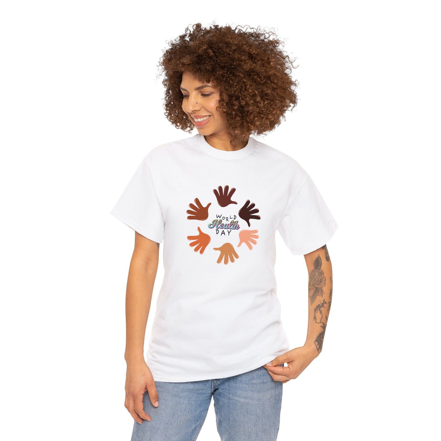 Unisex Heavy Cotton Tee Adult/Teen Activewear Great Quality Low Prices Most Tees Under 12$ Comes In Many Colors World Health Day Awareness