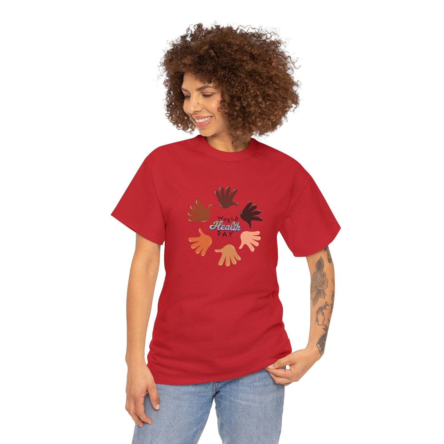 Unisex Heavy Cotton Tee Adult/Teen Activewear Great Quality Low Prices Most Tees Under 12$ Comes In Many Colors World Health Day Awareness