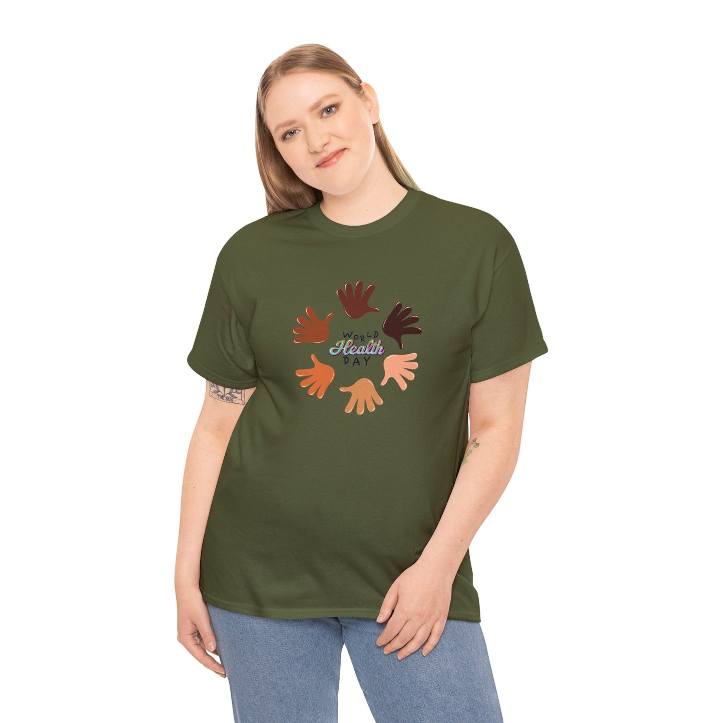 Unisex Heavy Cotton Tee Adult/Teen Activewear Great Quality Low Prices Most Tees Under 12$ Comes In Many Colors World Health Day Awareness