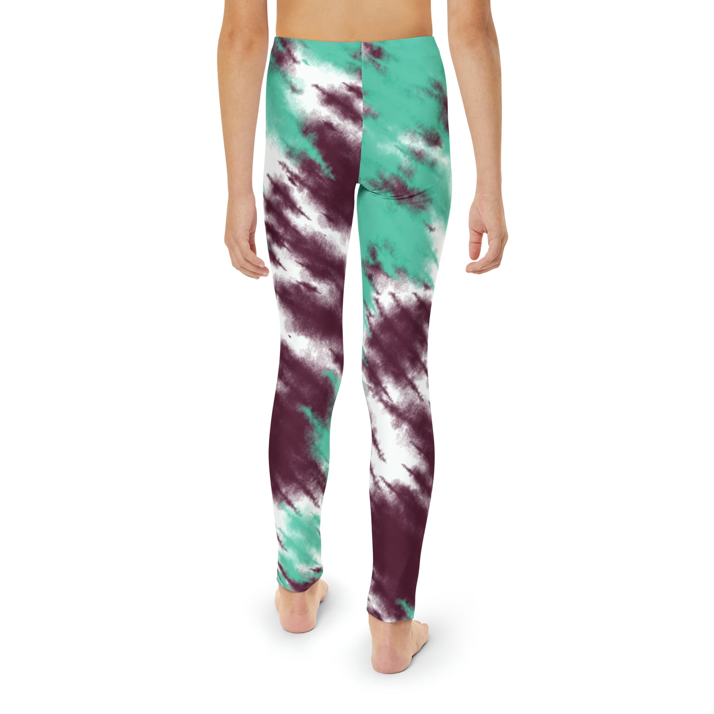 Youth Full-Length Leggings (AOP) Please Pay Attention To Sizes Activewear Unisex Mint Green Brown Tie Dye