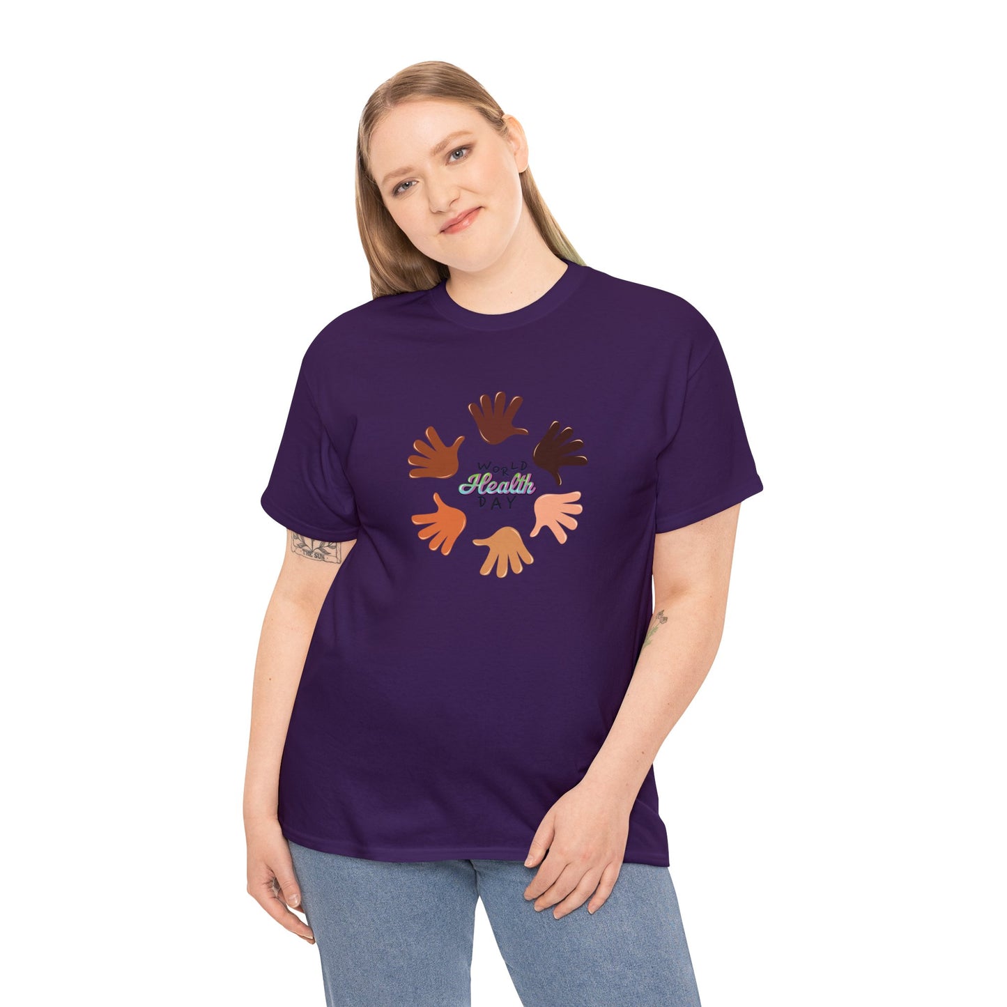Unisex Heavy Cotton Tee Adult/Teen Activewear Great Quality Low Prices Most Tees Under 12$ Comes In Many Colors World Health Day Awareness