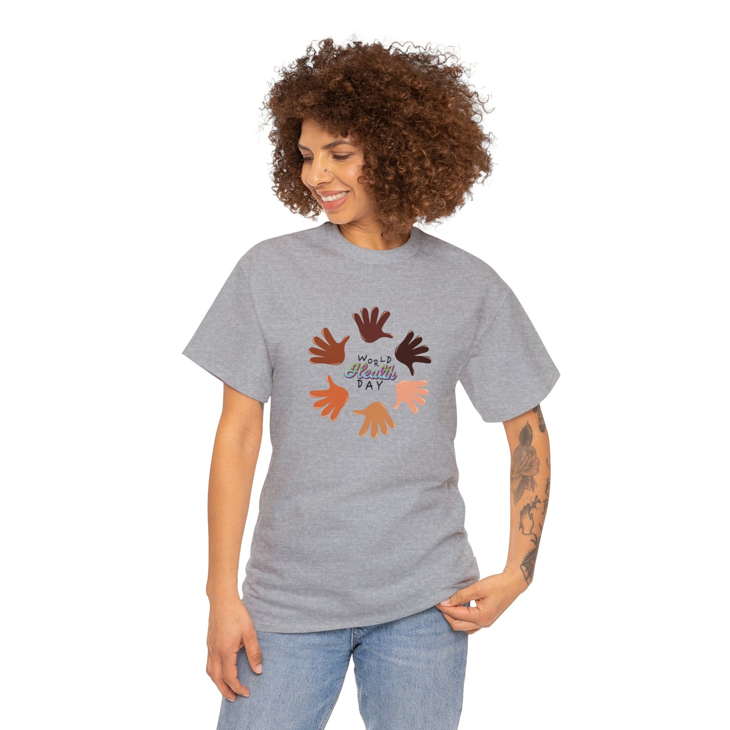 Unisex Heavy Cotton Tee Adult/Teen Activewear Great Quality Low Prices Most Tees Under 12$ Comes In Many Colors World Health Day Awareness