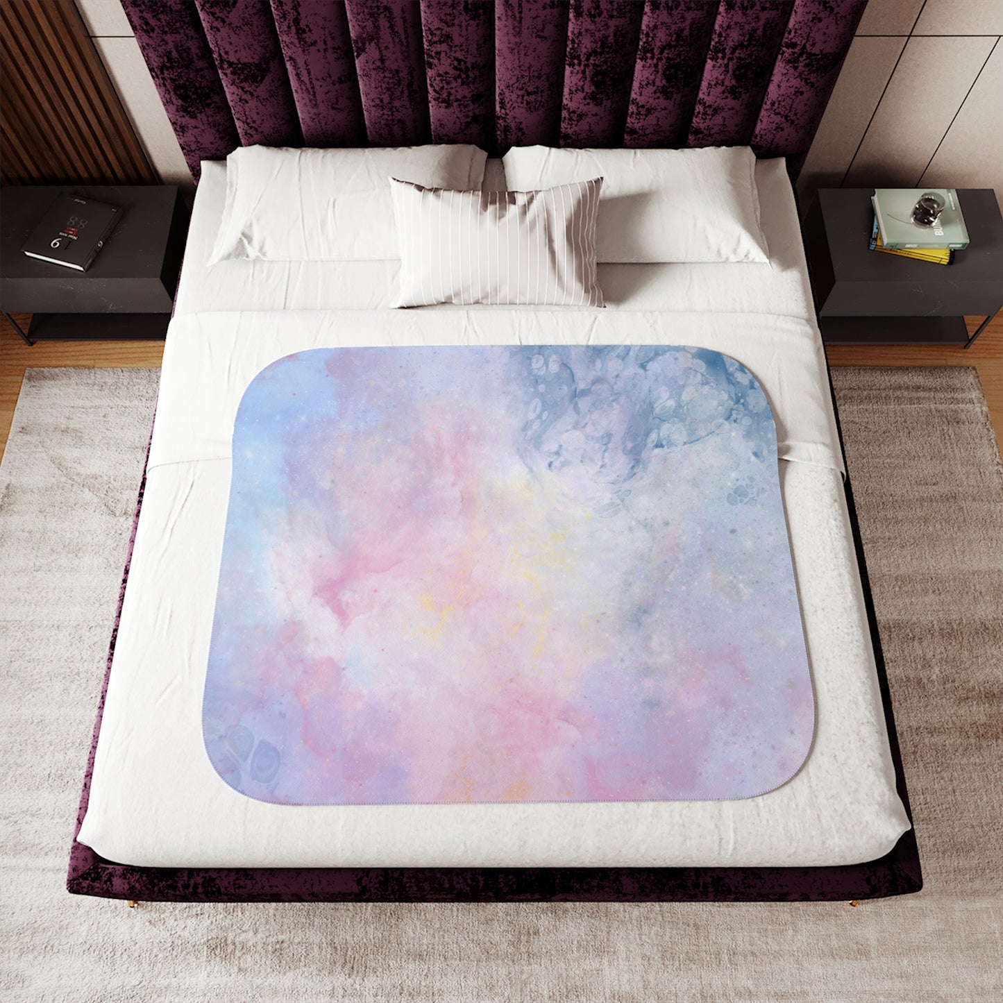 Sherpa Blanket, Full Set Available Comforter Pillow Sham Clock Round or Square Rugs Curtains Sheer or Blackout and Storage Boxes and More!! Can Be Done in 24 hrs Please Call 1-603-377-1833
