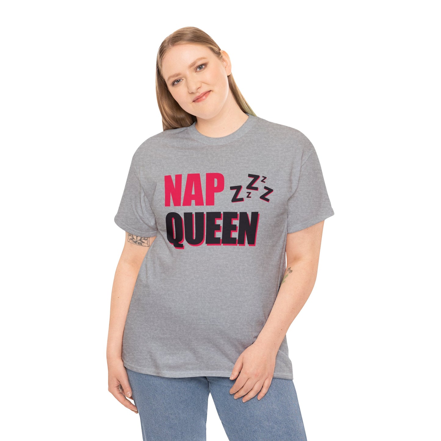 Unisex Heavy Cotton Tee Adult/Teen Activewear Nap Queen In Black Writing Customizable Call 603-377-1833