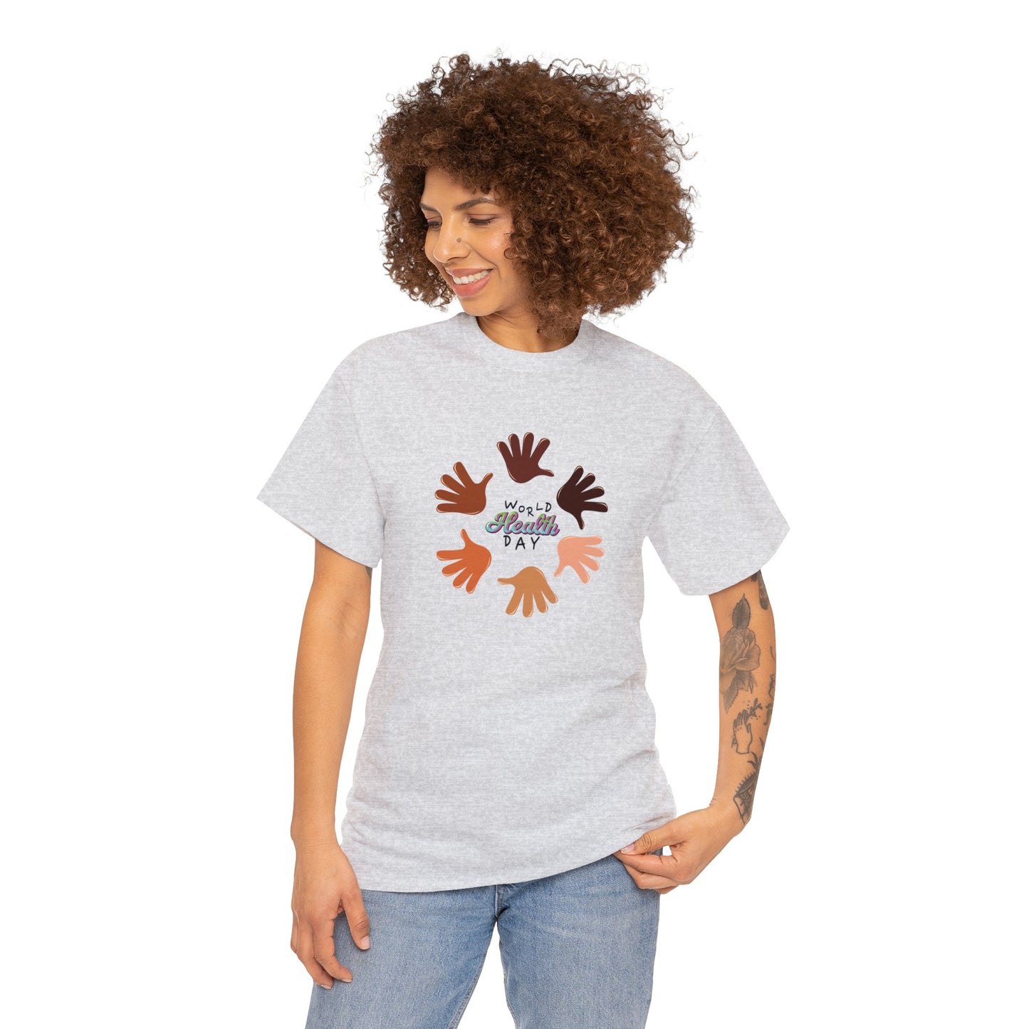 Unisex Heavy Cotton Tee Adult/Teen Activewear Great Quality Low Prices Most Tees Under 12$ Comes In Many Colors World Health Day Awareness