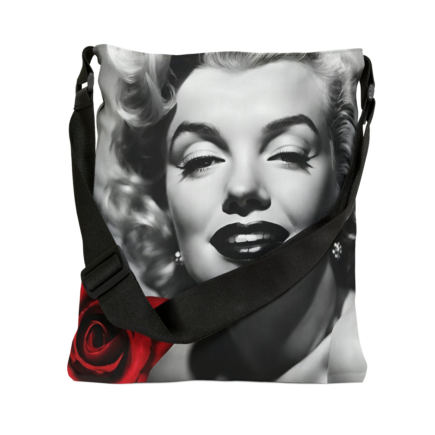 Adjustable Tote Bag (AOP) Adult Unisex Accessories Marilyn Monroe With Red Rose