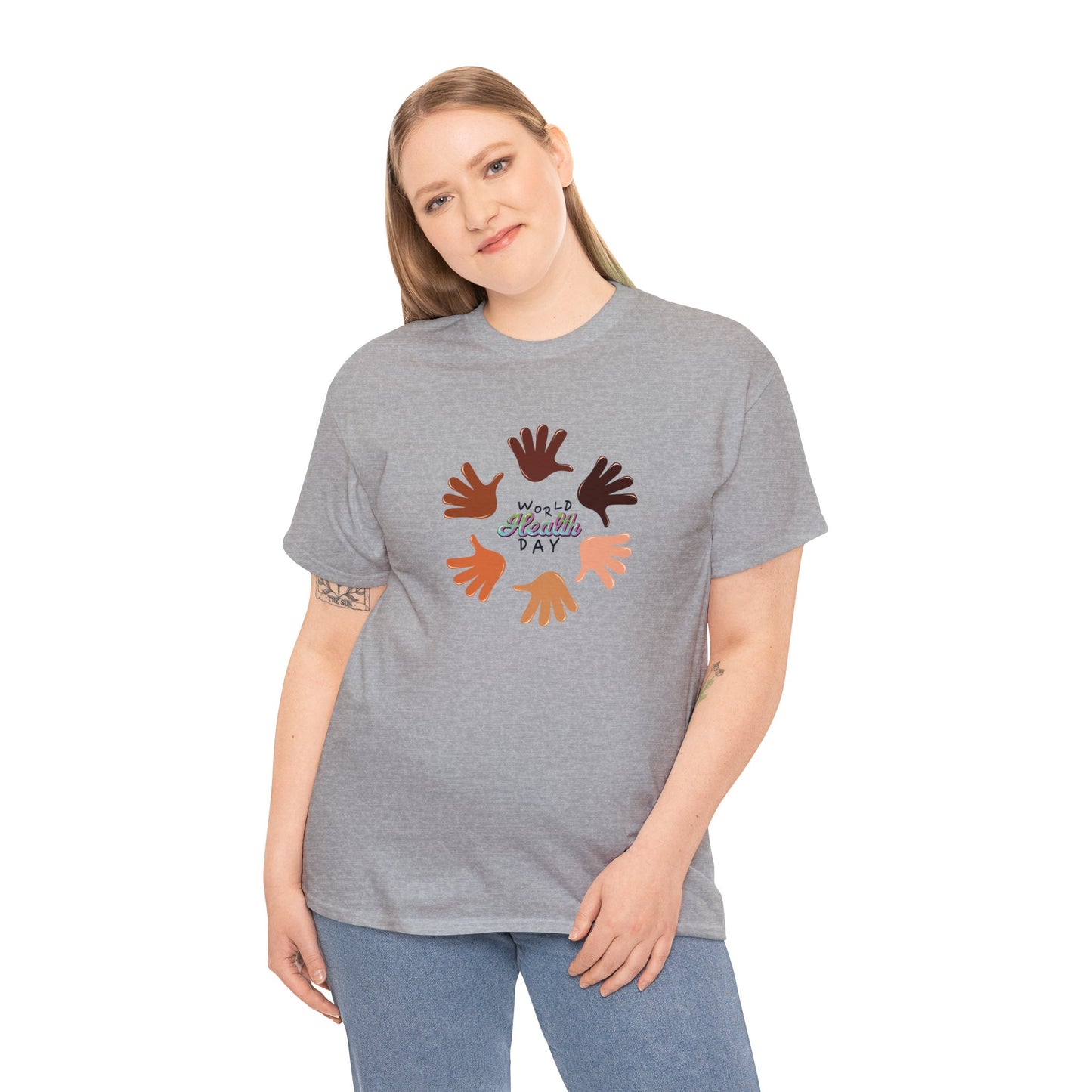 Unisex Heavy Cotton Tee Adult/Teen Activewear Great Quality Low Prices Most Tees Under 12$ Comes In Many Colors World Health Day Awareness