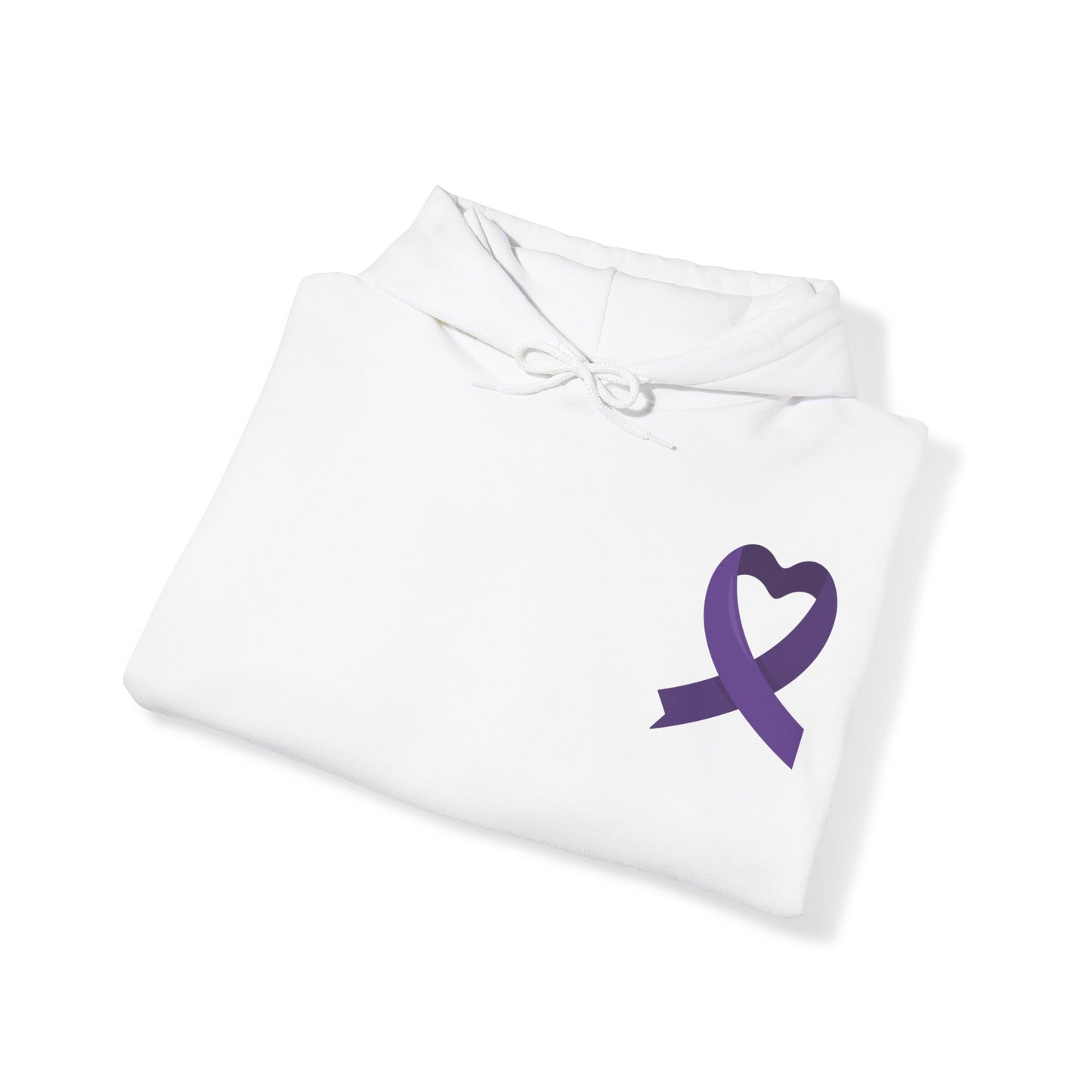 Unisex Heavy Blend™ Hooded Sweatshirt Adult/Teen Activewear Domestic Violence Awareness Purple Ribbon on Front Different Race Women Silhouette on Back Colors Pink and Purple