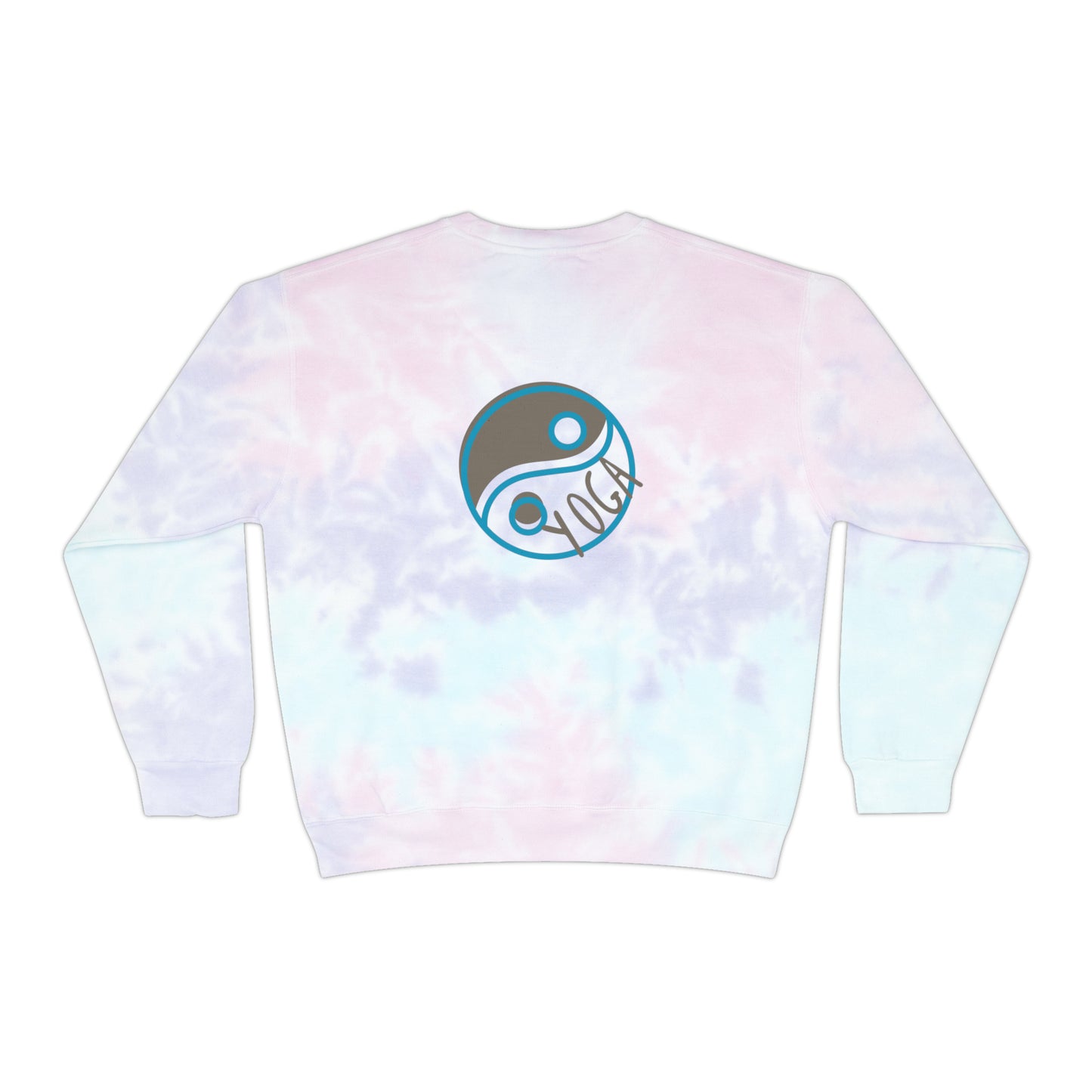 Unisex Tie-Dye Sweatshirt CREWNECK ADULT/TEEN ACTIVEWEAR YIN-YANG = BALANCE AND HARMONY YOGA GREYISH/BROWN AND BLUE IN COLOR