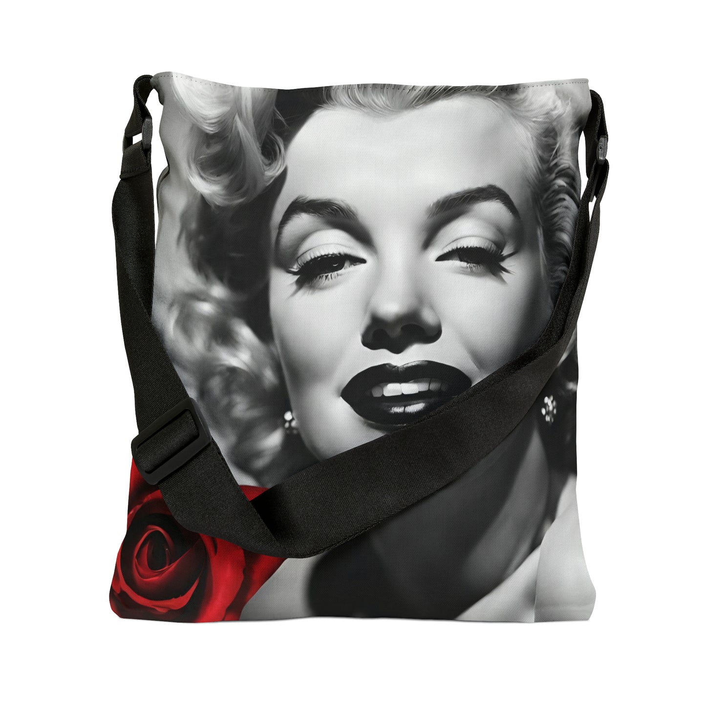 Adjustable Tote Bag (AOP) Adult Unisex Accessories Marilyn Monroe With Red Rose