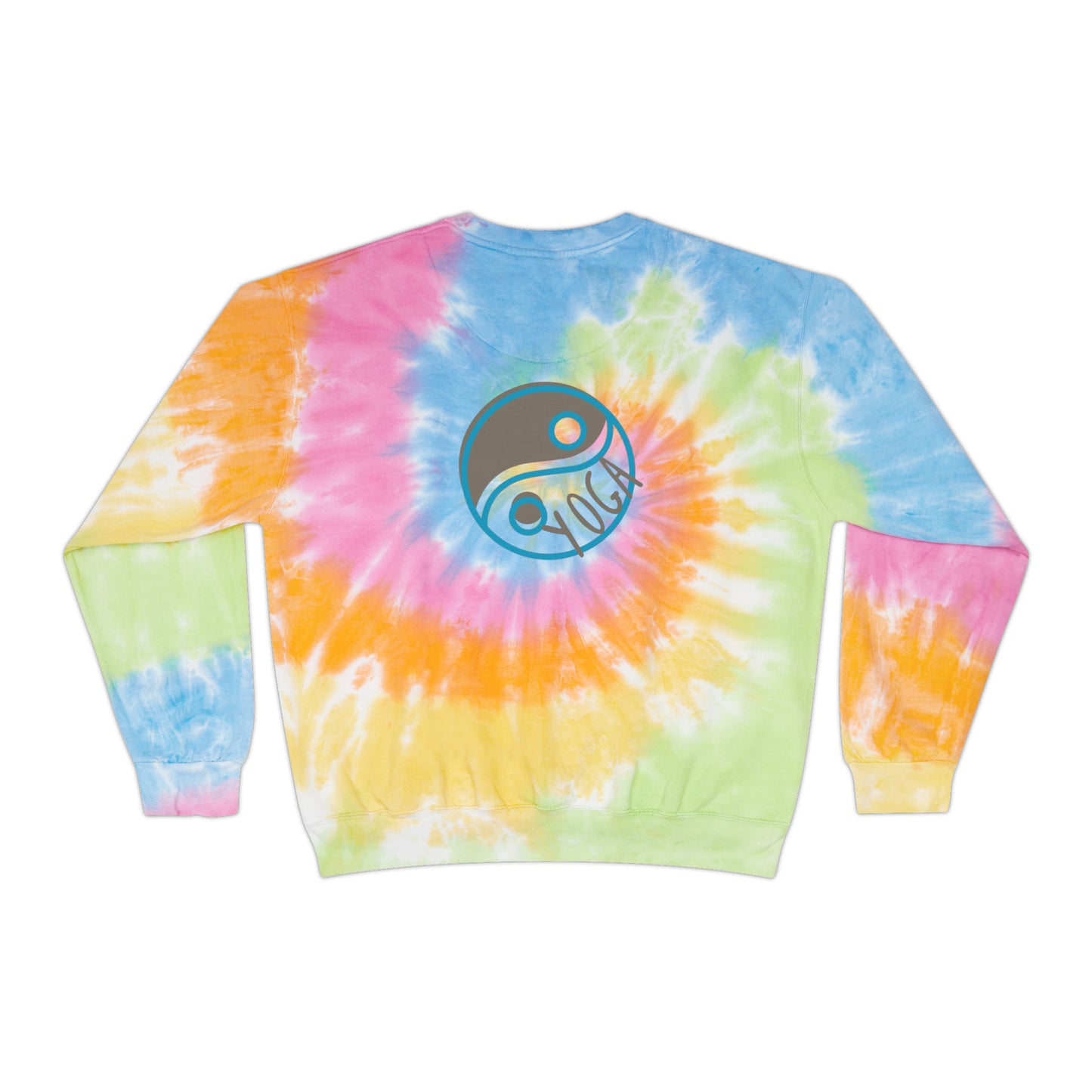 Unisex Tie-Dye Sweatshirt CREWNECK ADULT/TEEN ACTIVEWEAR YIN-YANG = BALANCE AND HARMONY YOGA GREYISH/BROWN AND BLUE IN COLOR