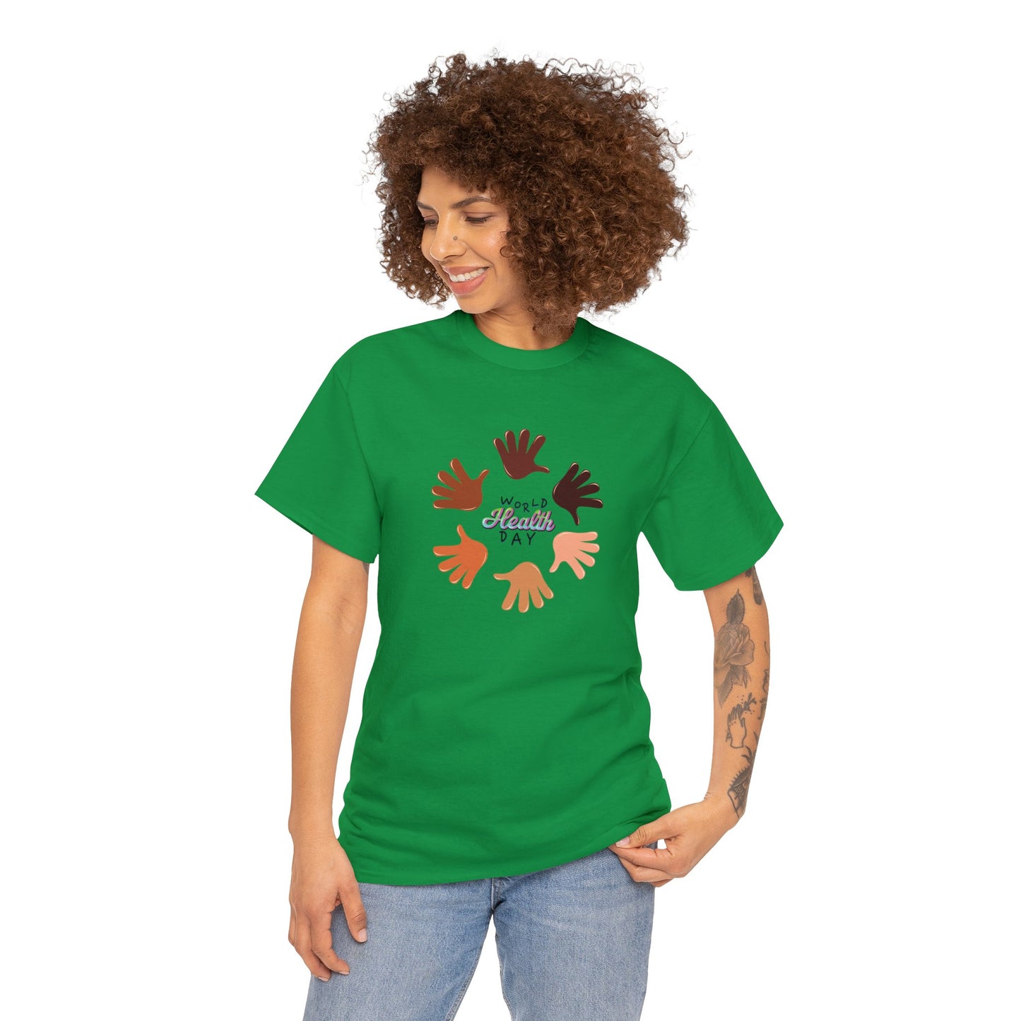 Unisex Heavy Cotton Tee Adult/Teen Activewear Great Quality Low Prices Most Tees Under 12$ Comes In Many Colors World Health Day Awareness