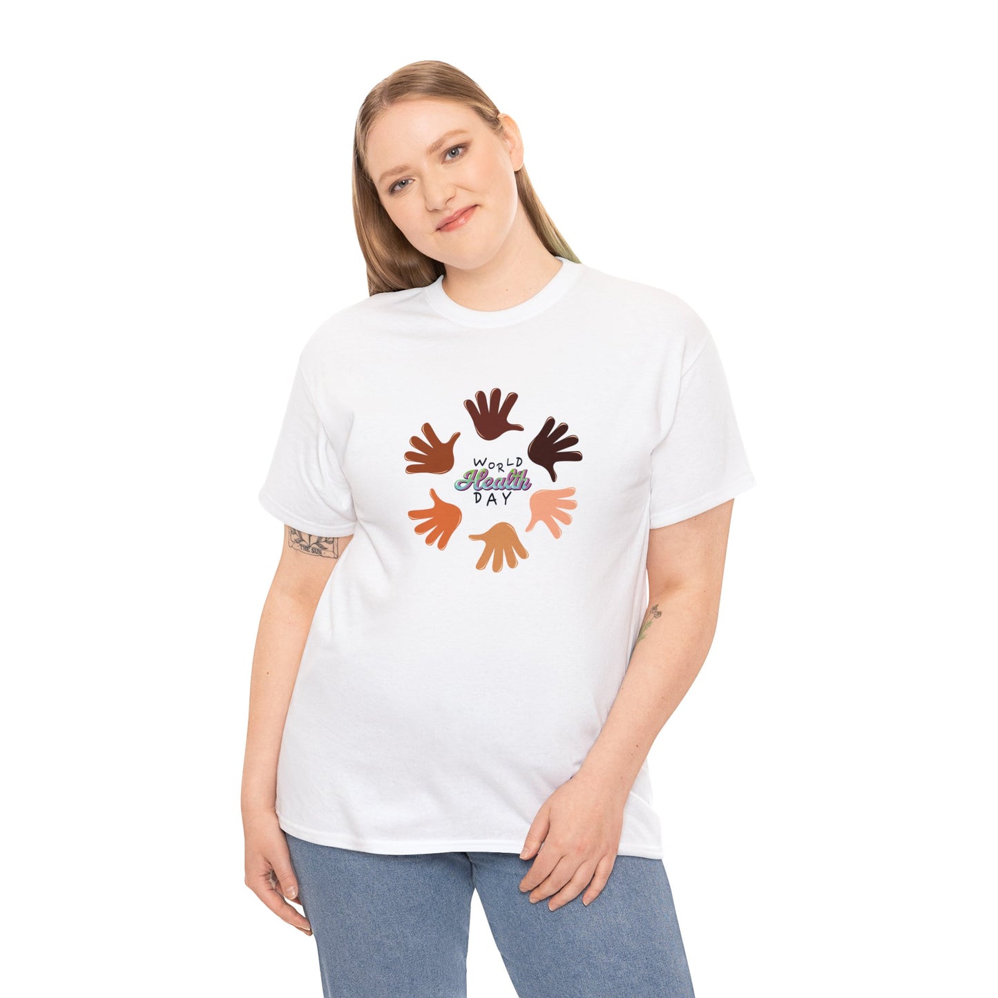 Unisex Heavy Cotton Tee Adult/Teen Activewear Great Quality Low Prices Most Tees Under 12$ Comes In Many Colors World Health Day Awareness