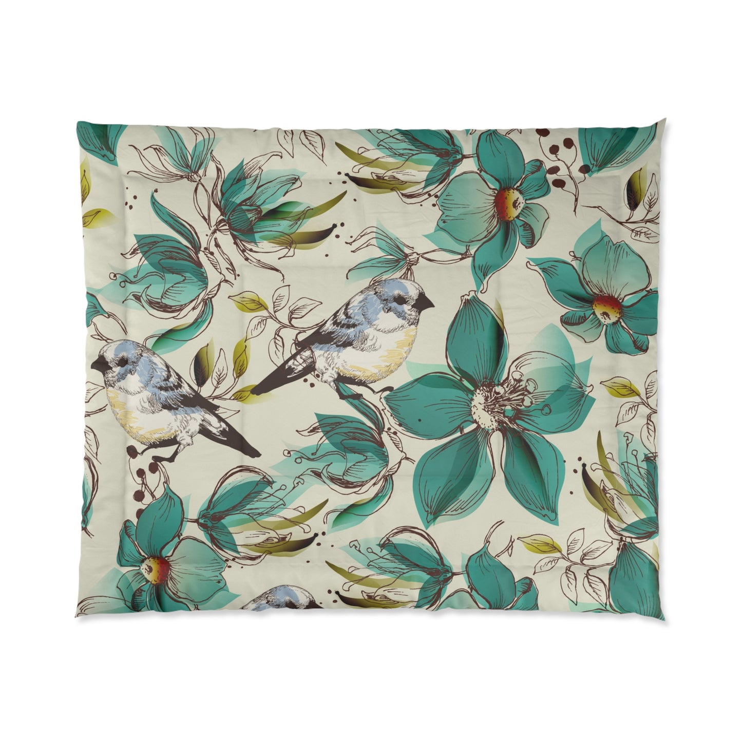 Floral Bird Comforter - Cozy Bedroom Decor for Nature Lovers