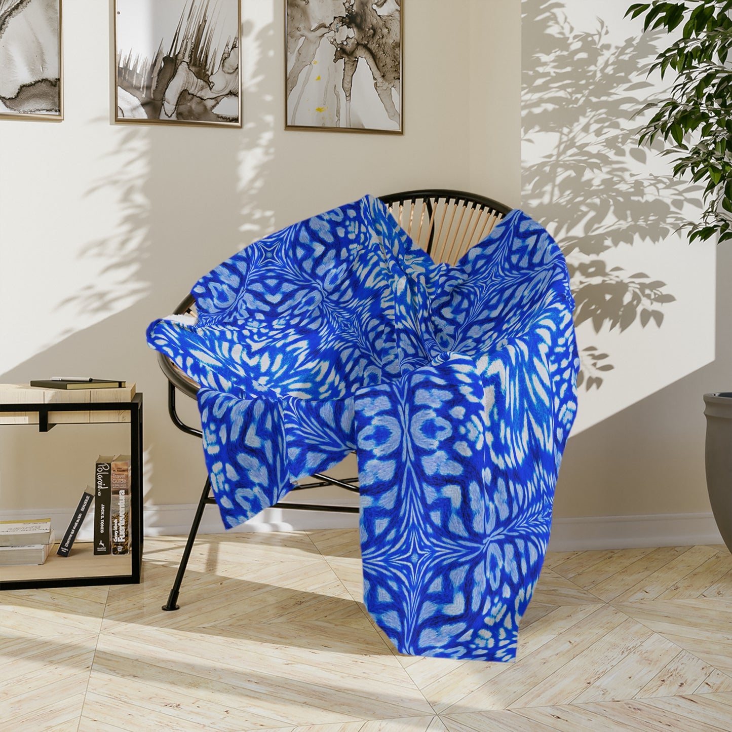 Velveteen Minky Blanket Adult/Teen Accessories Decor Cobalt Blue Design