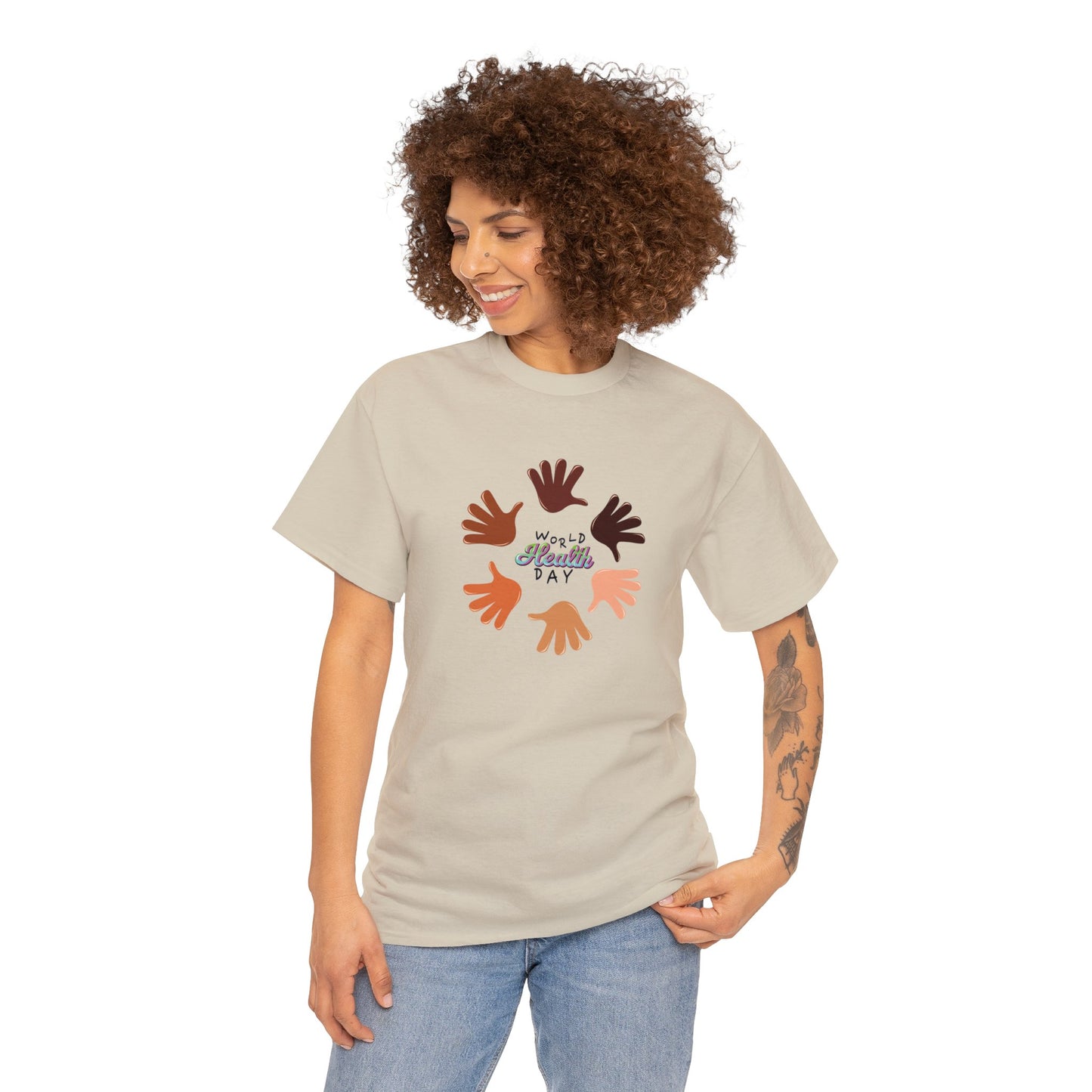 Unisex Heavy Cotton Tee Adult/Teen Activewear Great Quality Low Prices Most Tees Under 12$ Comes In Many Colors World Health Day Awareness