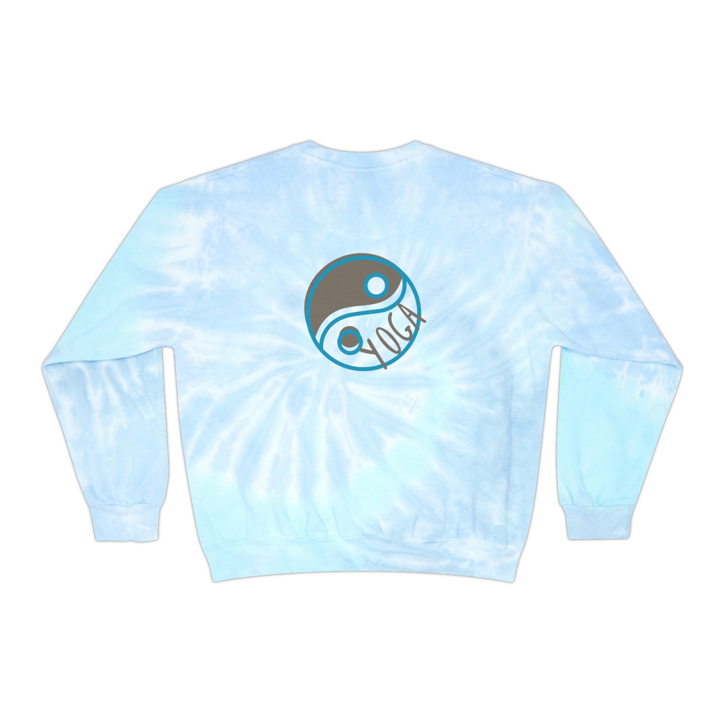 Unisex Tie-Dye Sweatshirt CREWNECK ADULT/TEEN ACTIVEWEAR YIN-YANG = BALANCE AND HARMONY YOGA GREYISH/BROWN AND BLUE IN COLOR