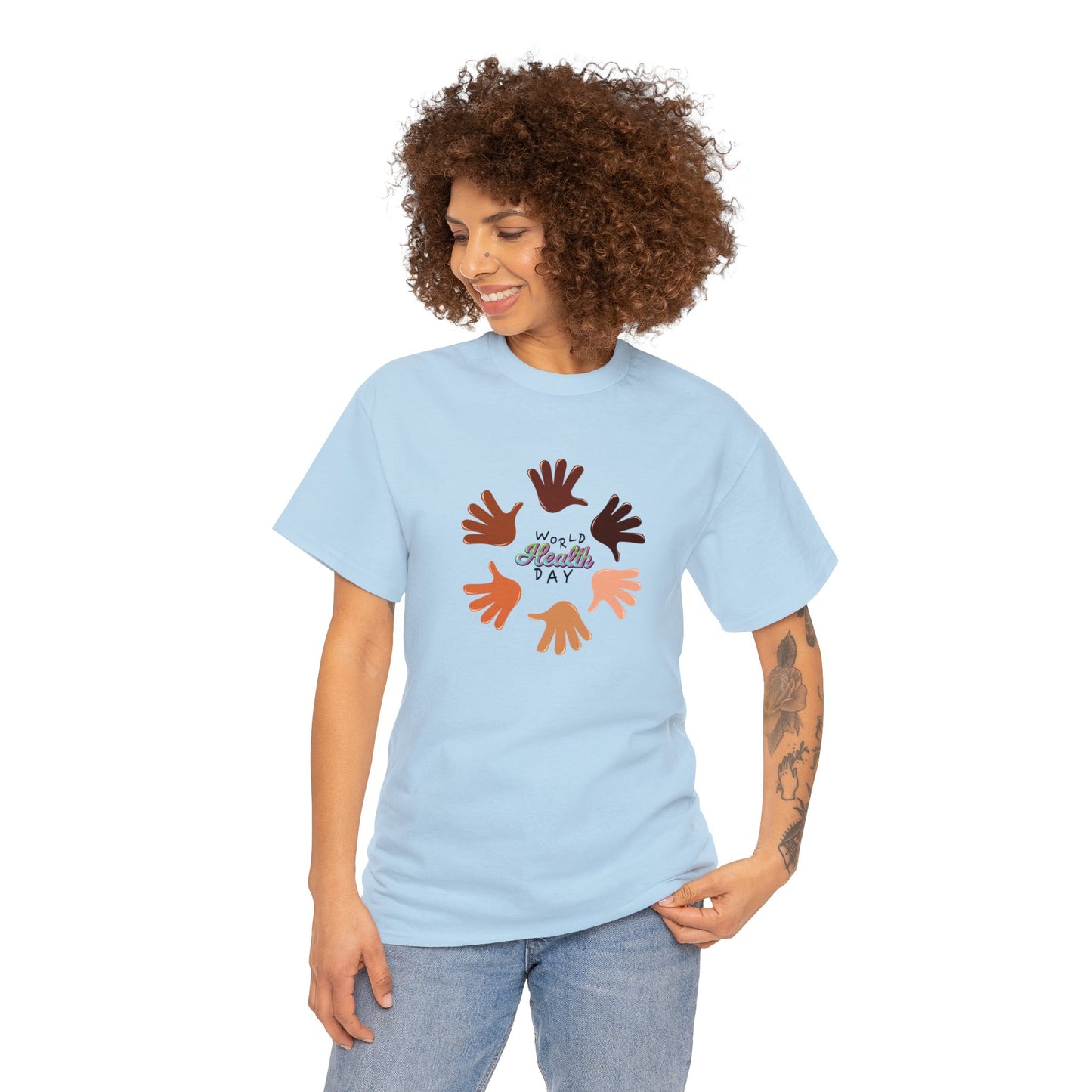 Unisex Heavy Cotton Tee Adult/Teen Activewear Great Quality Low Prices Most Tees Under 12$ Comes In Many Colors World Health Day Awareness