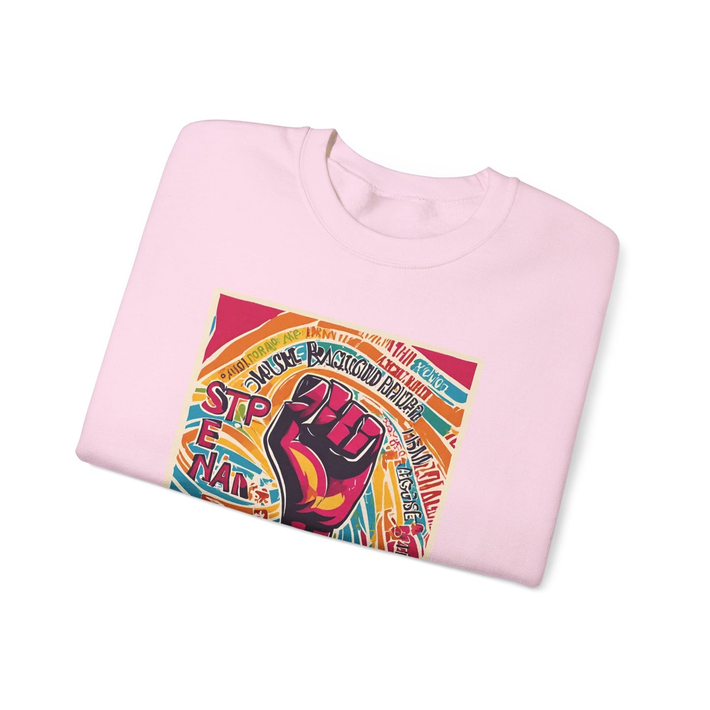 Unisex Heavy Blend™ Crewneck Sweatshirt Adult/Teen Activewear Stop Racism Awareness' Colors Tan Blue Red and Yellow