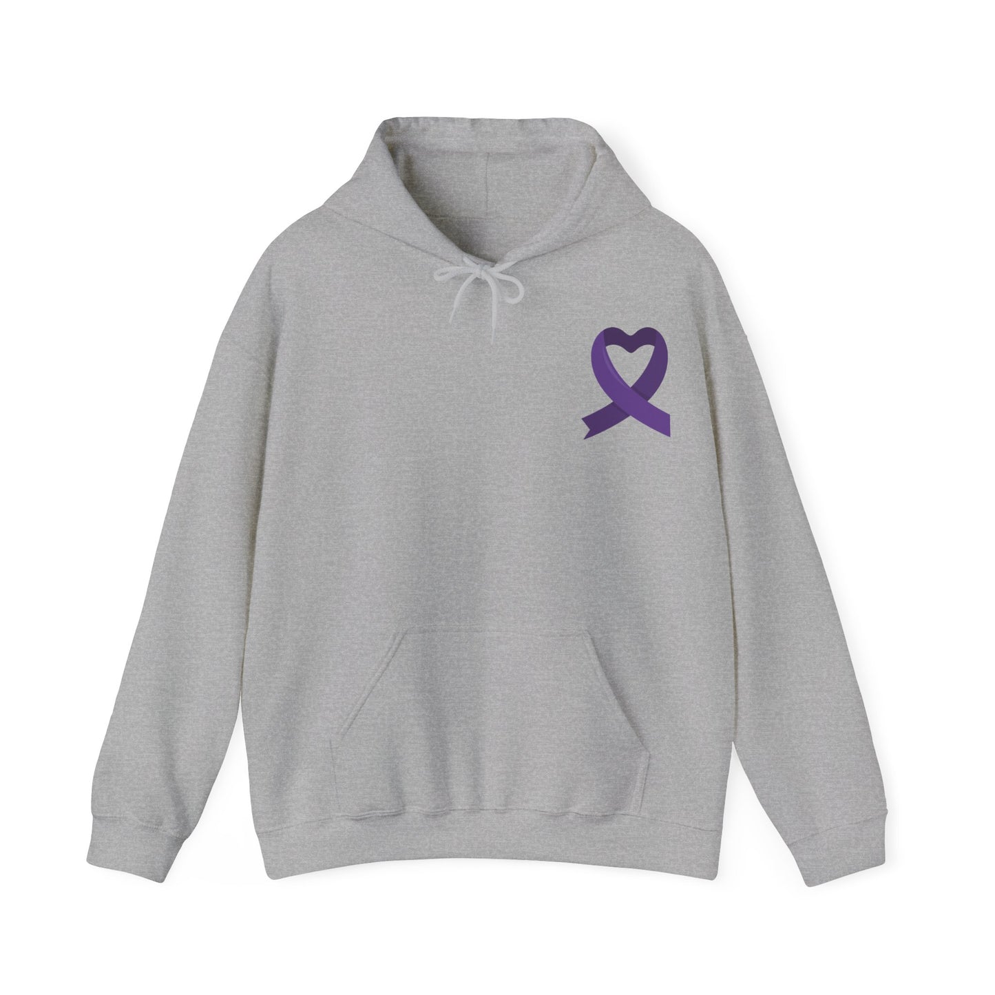 Unisex Heavy Blend™ Hooded Sweatshirt Adult/Teen Activewear Domestic Violence Awareness Purple Ribbon on Front Different Race Women Silhouette on Back Colors Pink and Purple
