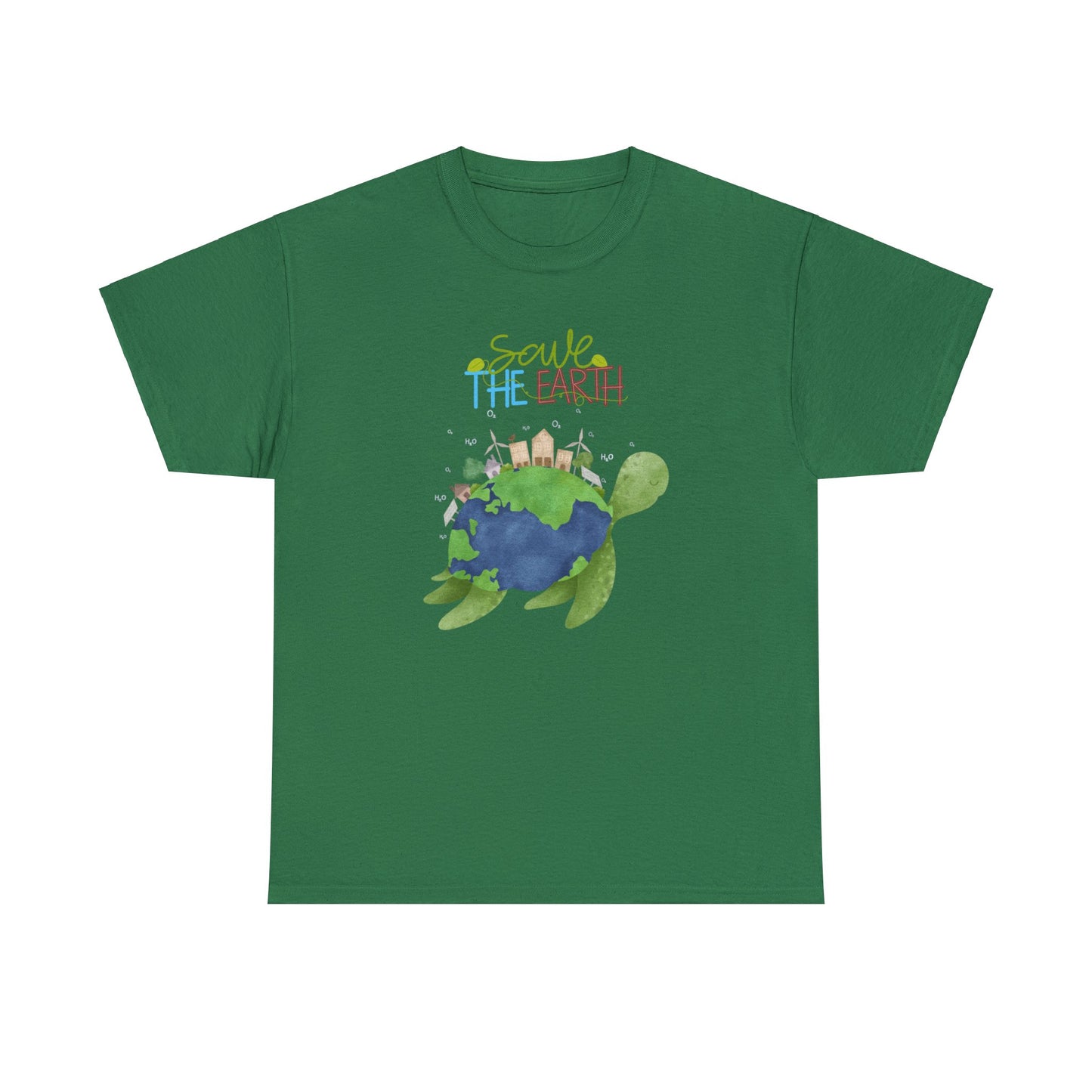 Unisex Heavy Cotton Tee Adult/Teen Activewear Shirt Comes In Many Colors Save The Earth With A Sea Turtle