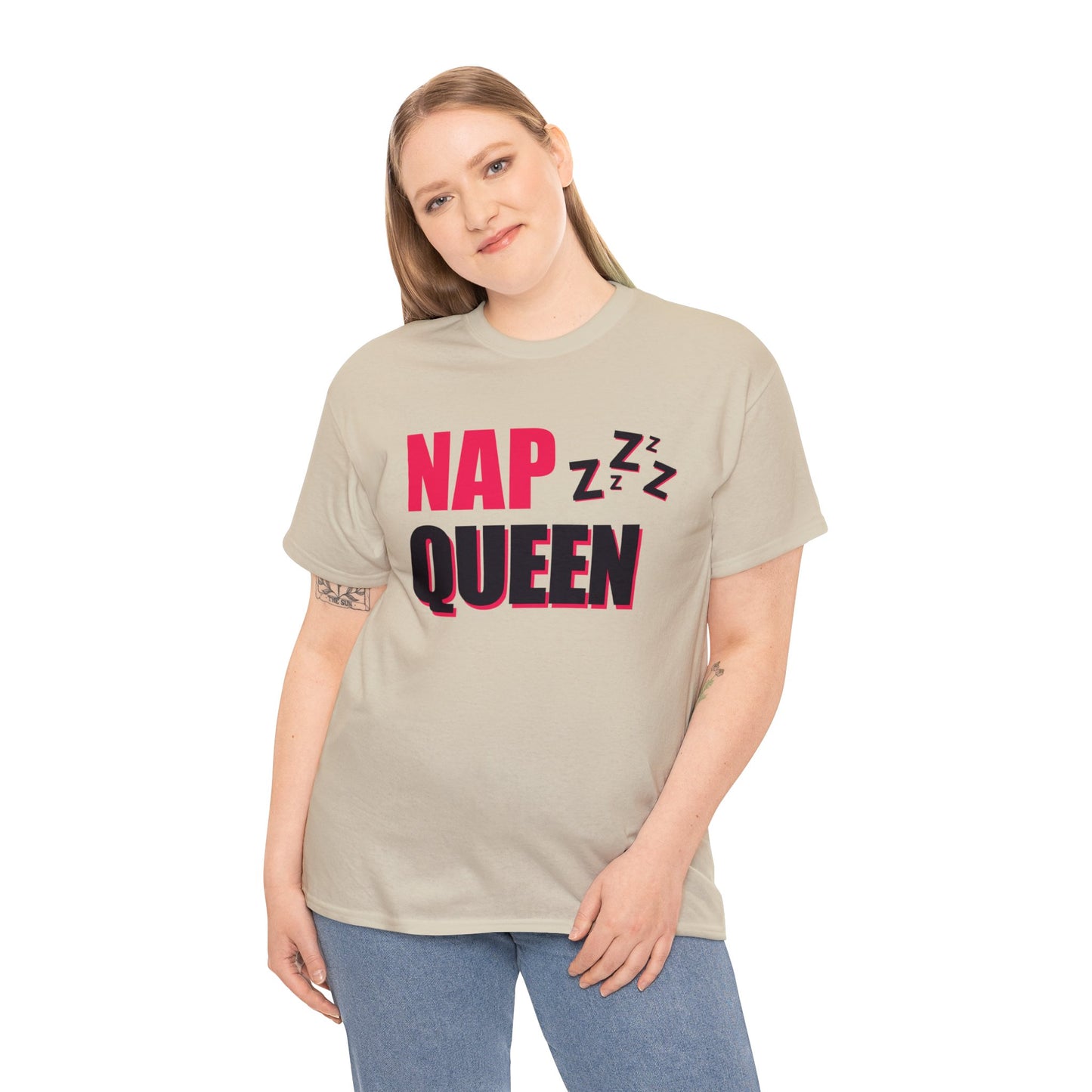 Unisex Heavy Cotton Tee Adult/Teen Activewear Nap Queen In Black Writing Customizable Call 603-377-1833