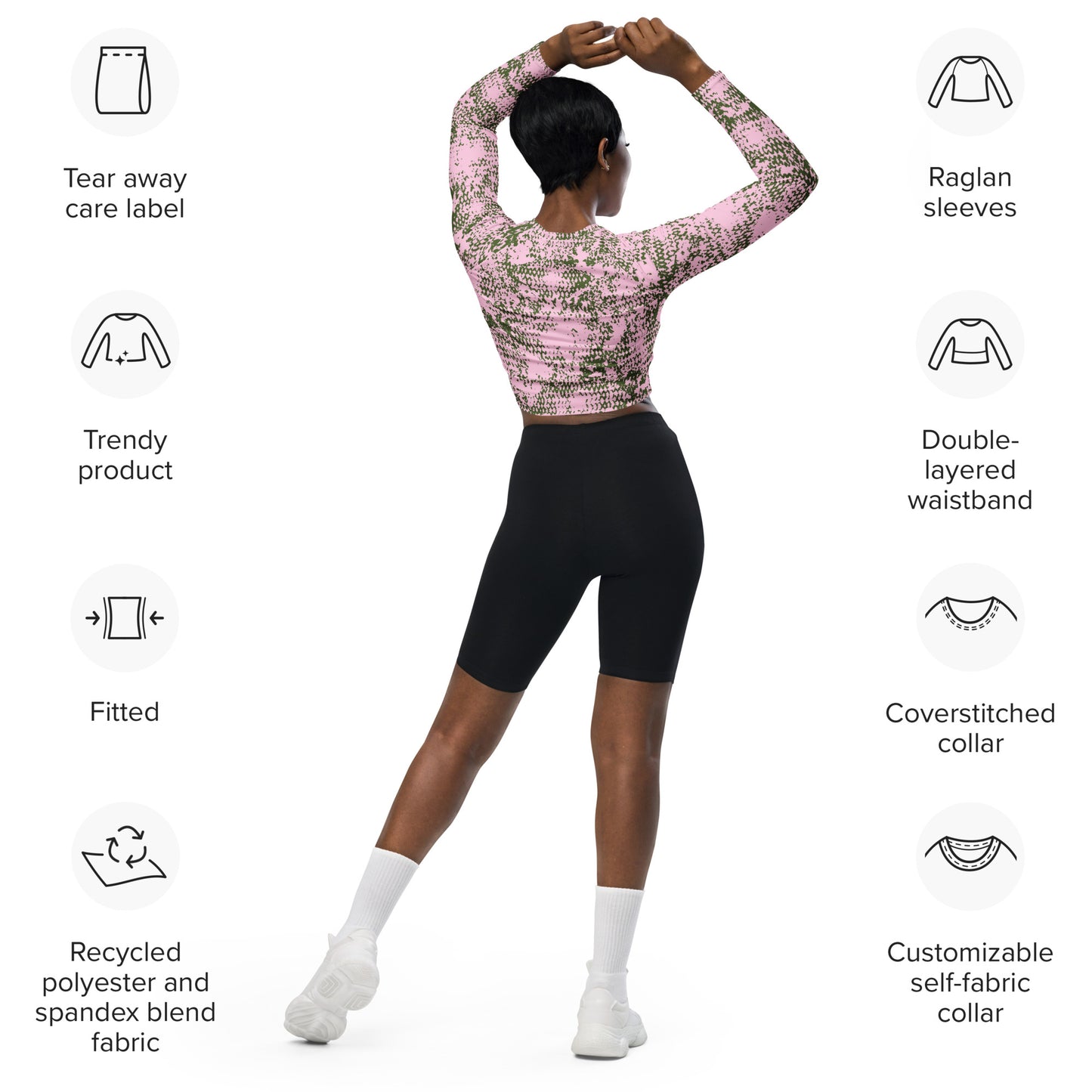 Recycled long-sleeve crop top Up To 6XL Unisex Adult Activewear Has Matching Pants Sold Separate
