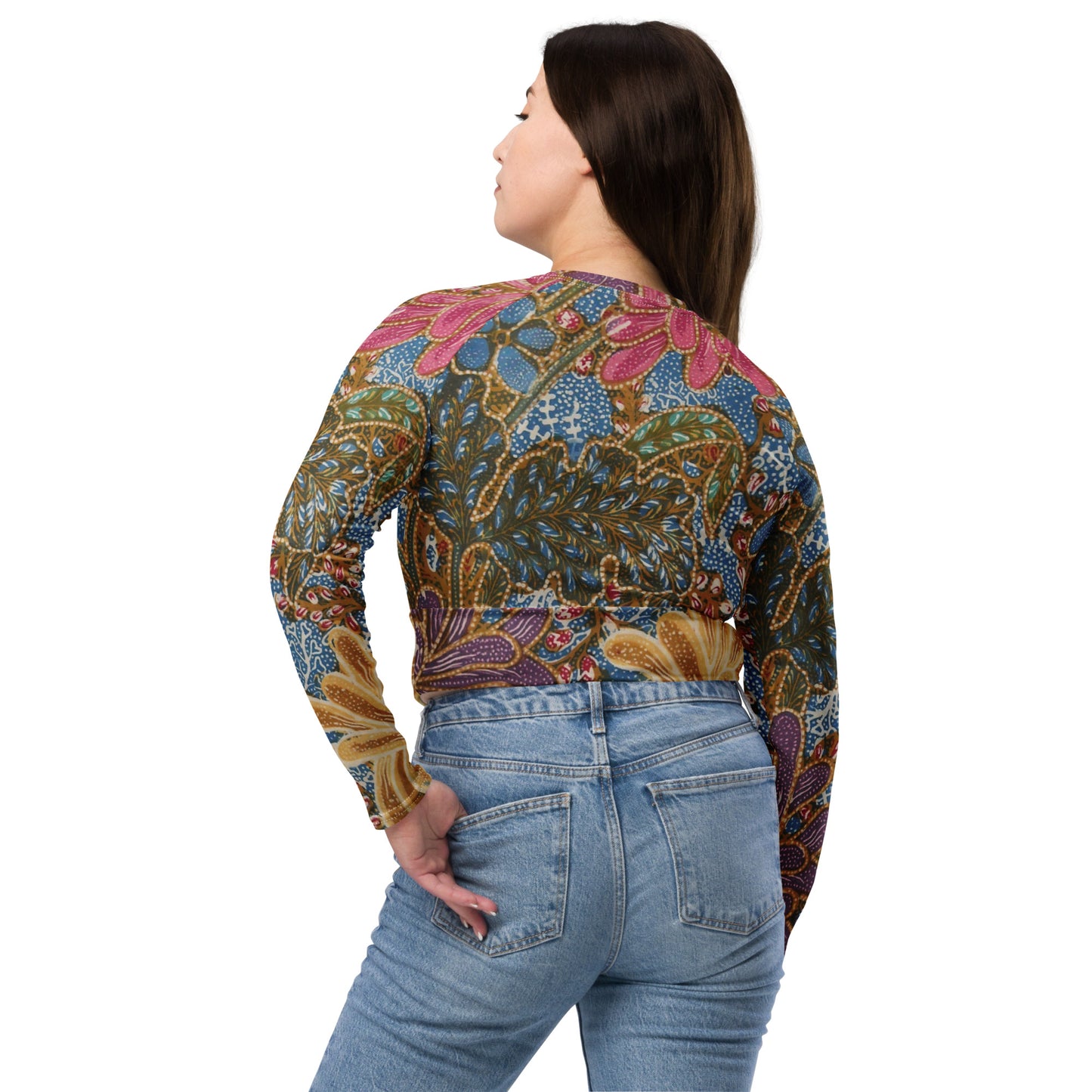 Recycled long-sleeve crop top