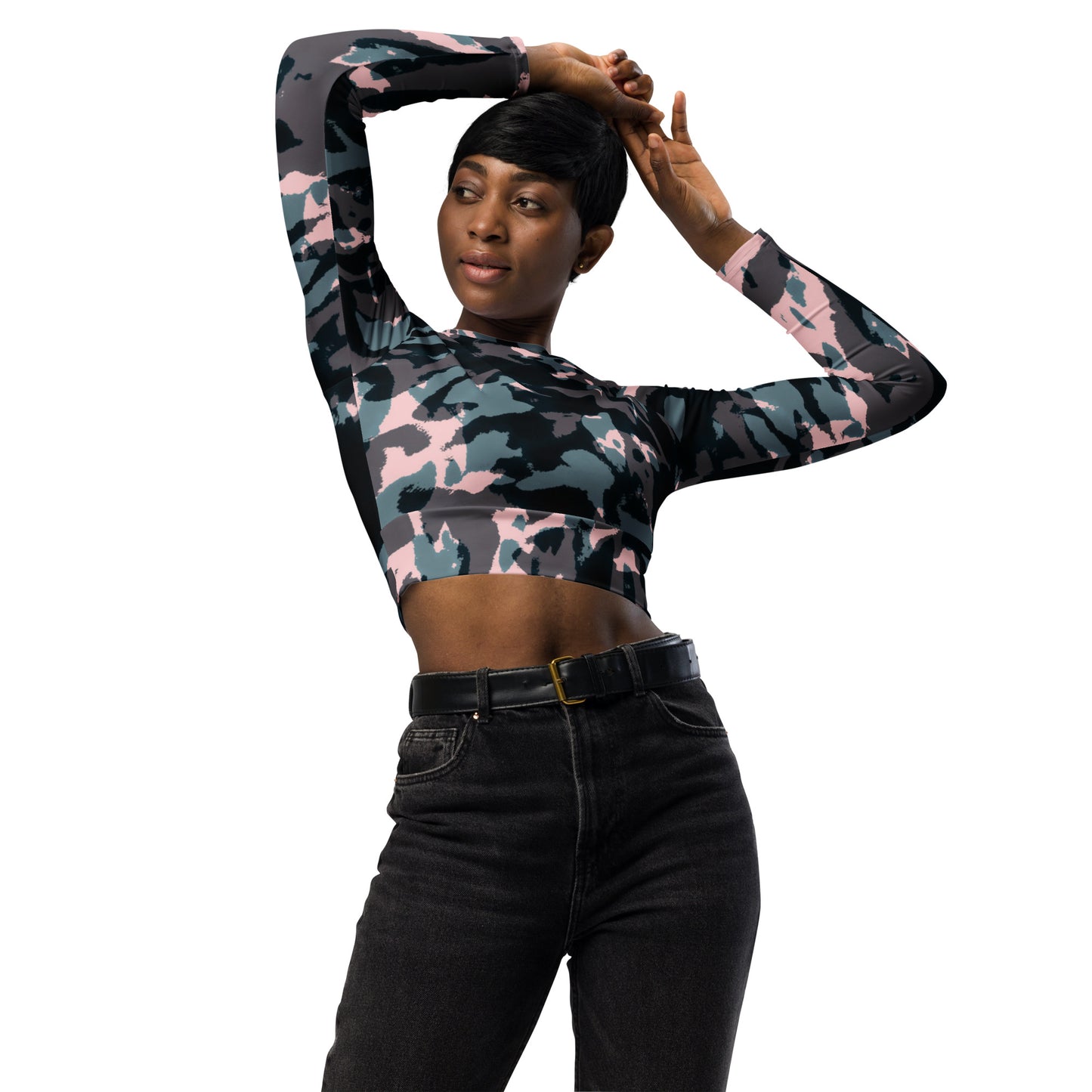 Recycled long-sleeve crop top Up To 6XL Unisex Adult Activewear