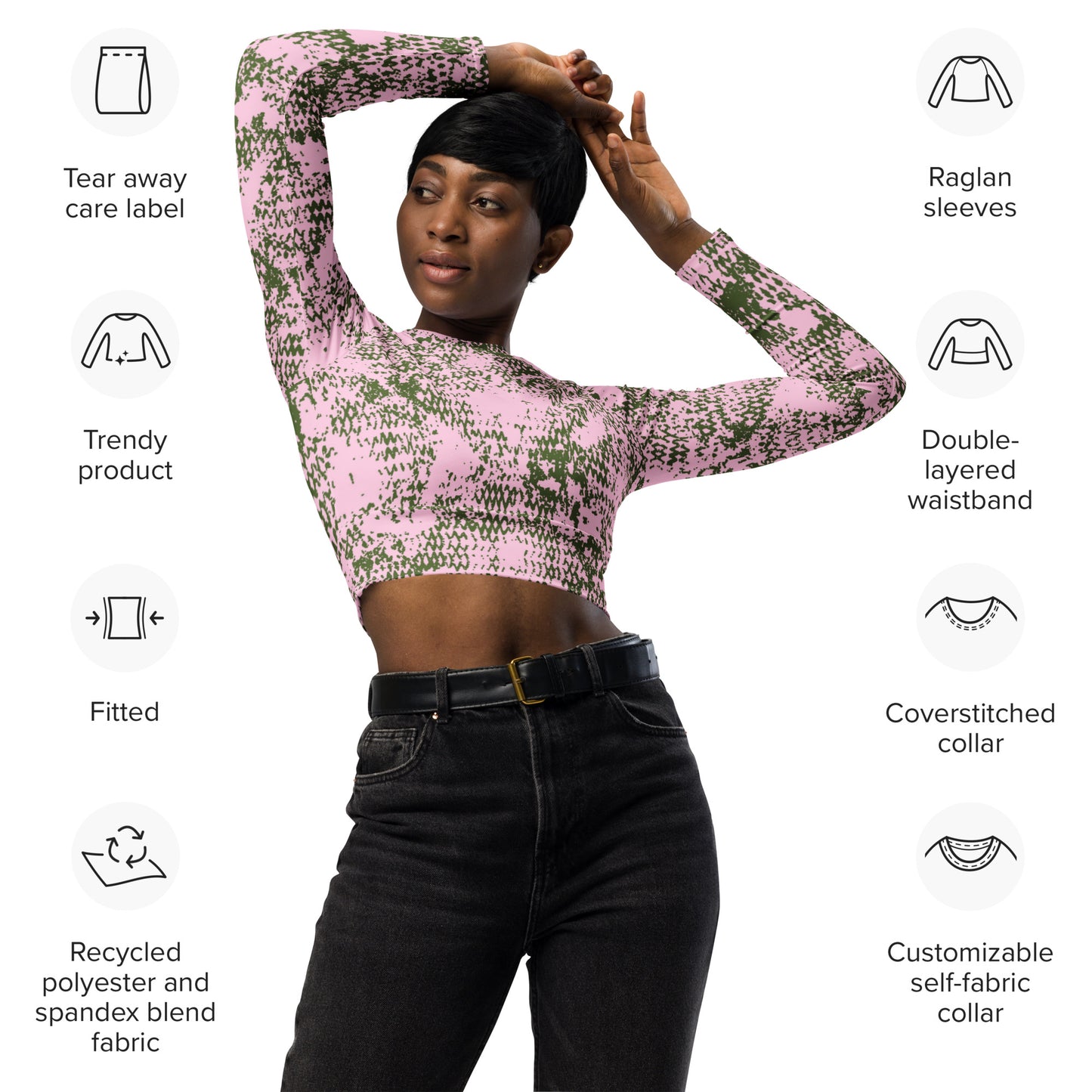 Recycled long-sleeve crop top Up To 6XL Unisex Adult Activewear Has Matching Pants Sold Separate