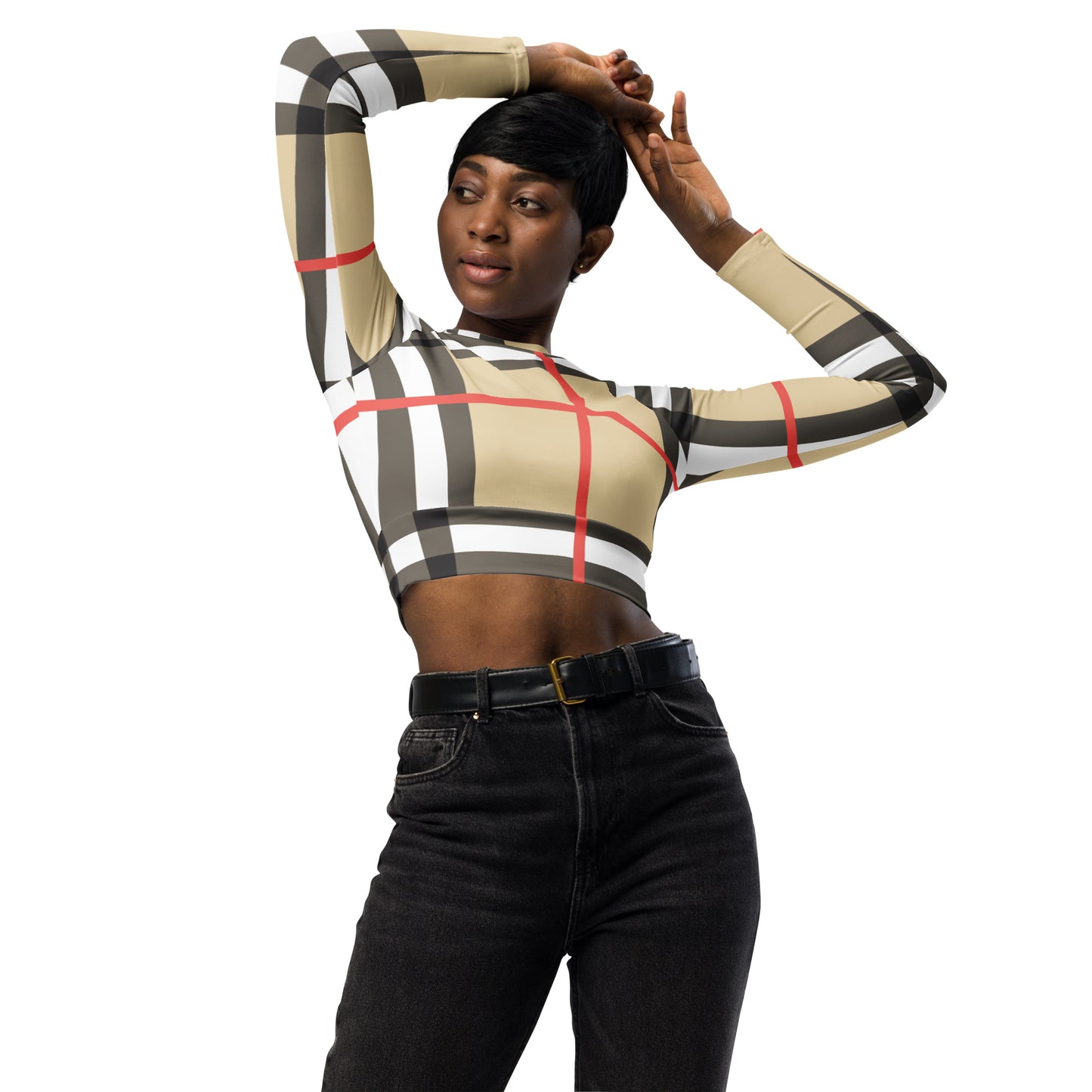 Recycled long-sleeve crop top Up To 6XL Unisex Adult Activewear