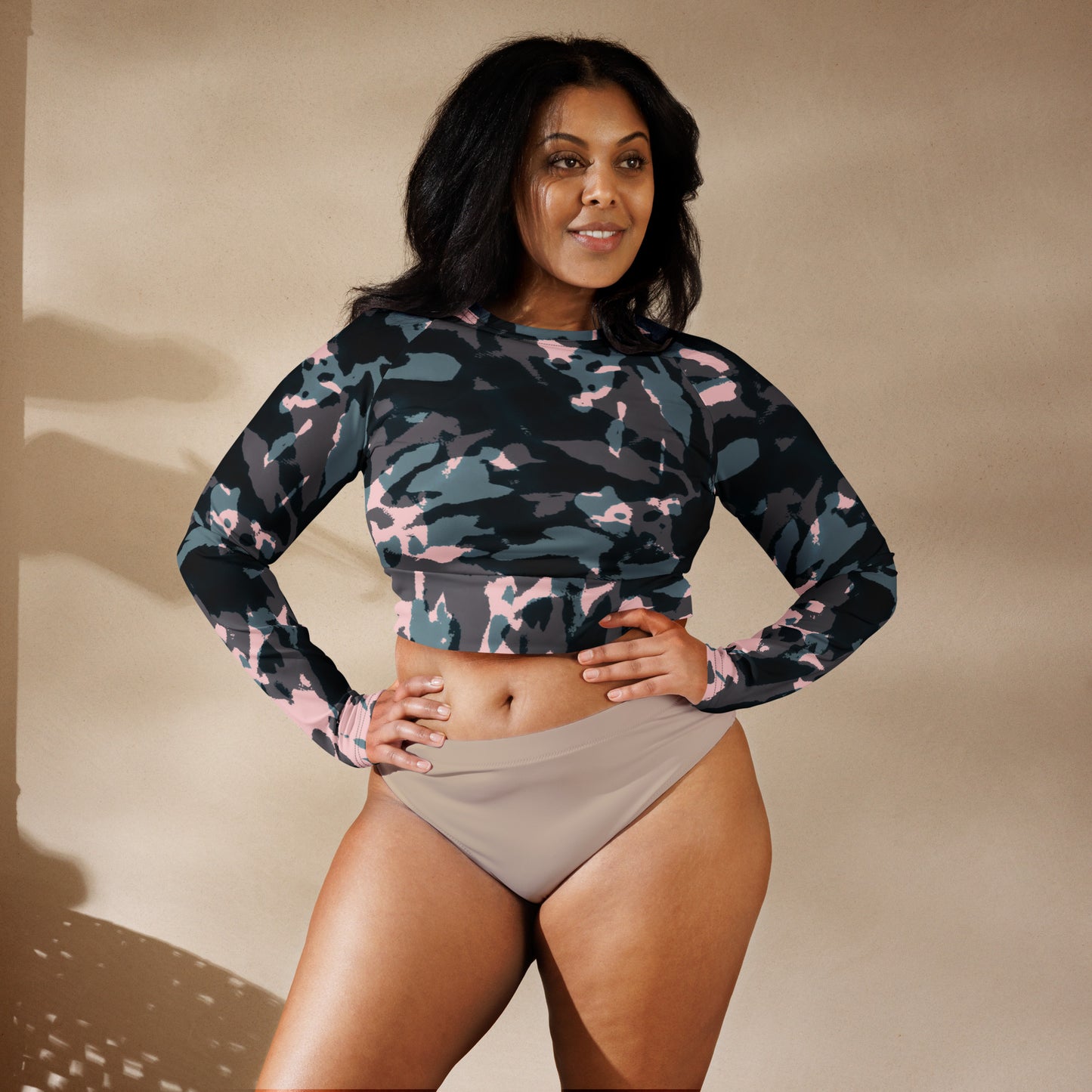 Recycled long-sleeve crop top Up To 6XL Unisex Adult Activewear