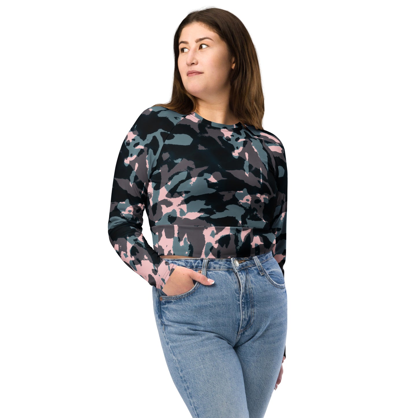 Recycled long-sleeve crop top Up To 6XL Unisex Adult Activewear
