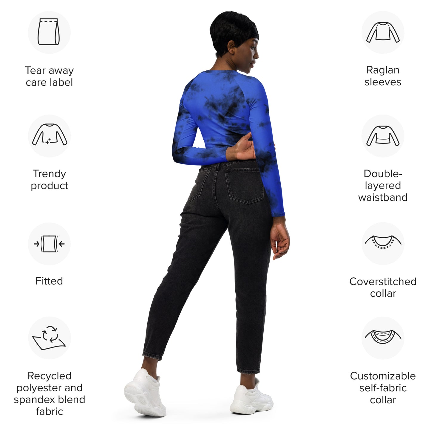 Recycled long-sleeve crop top Up To 6XL Unisex Adult Activewear