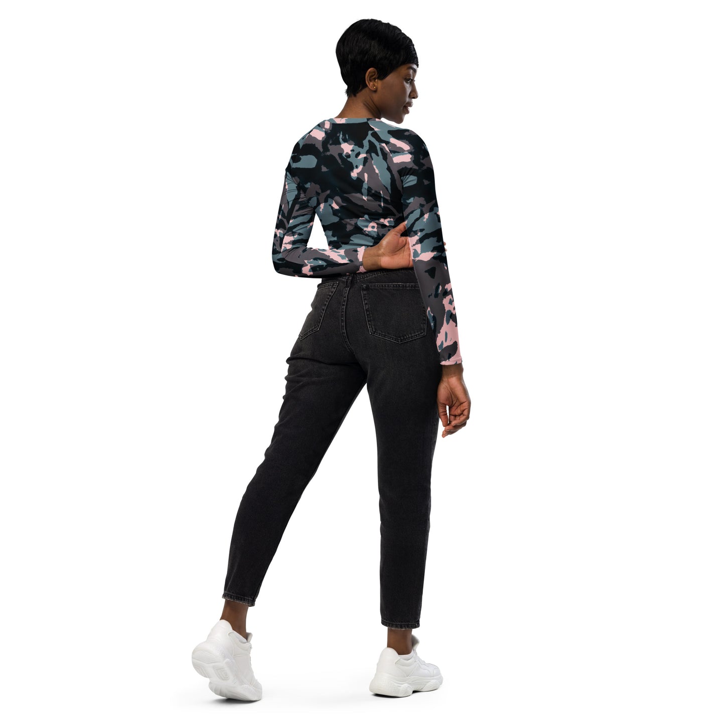 Recycled long-sleeve crop top Up To 6XL Unisex Adult Activewear