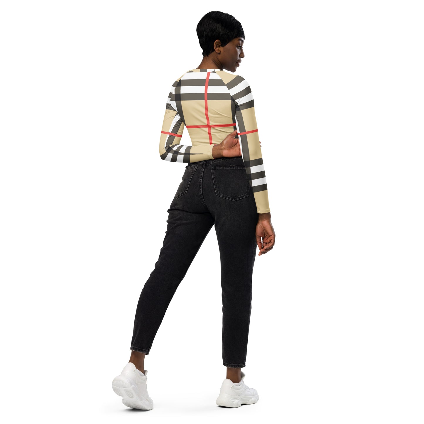 Recycled long-sleeve crop top Up To 6XL Unisex Adult Activewear