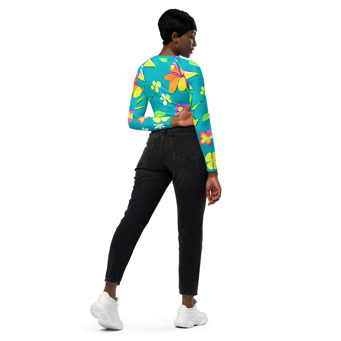 Recycled long-sleeve crop top Up To 6XL Unisex Adult Activewear