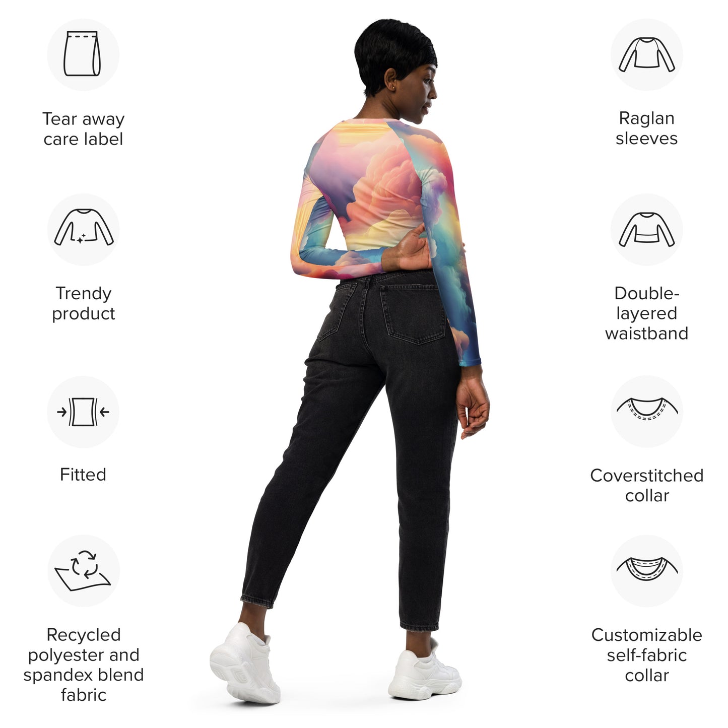 Recycled long-sleeve crop top Adult/Teen Activewear