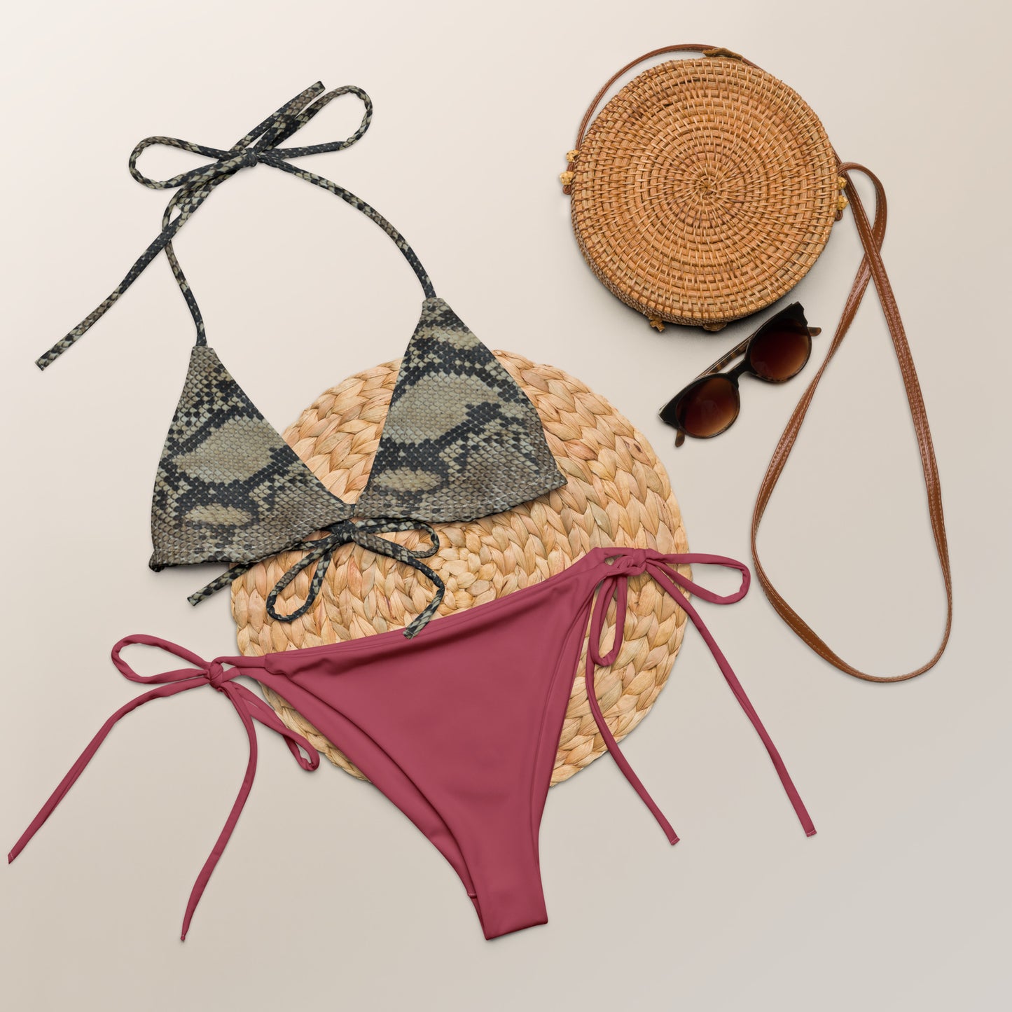All-over print recycled string bikini