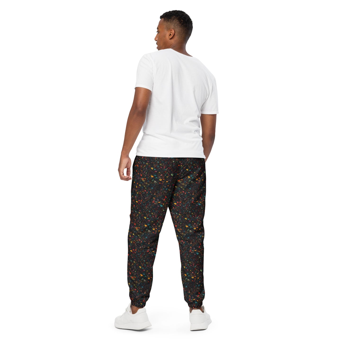 Unisex track pants Adult Activewear Black with little red yellow specs