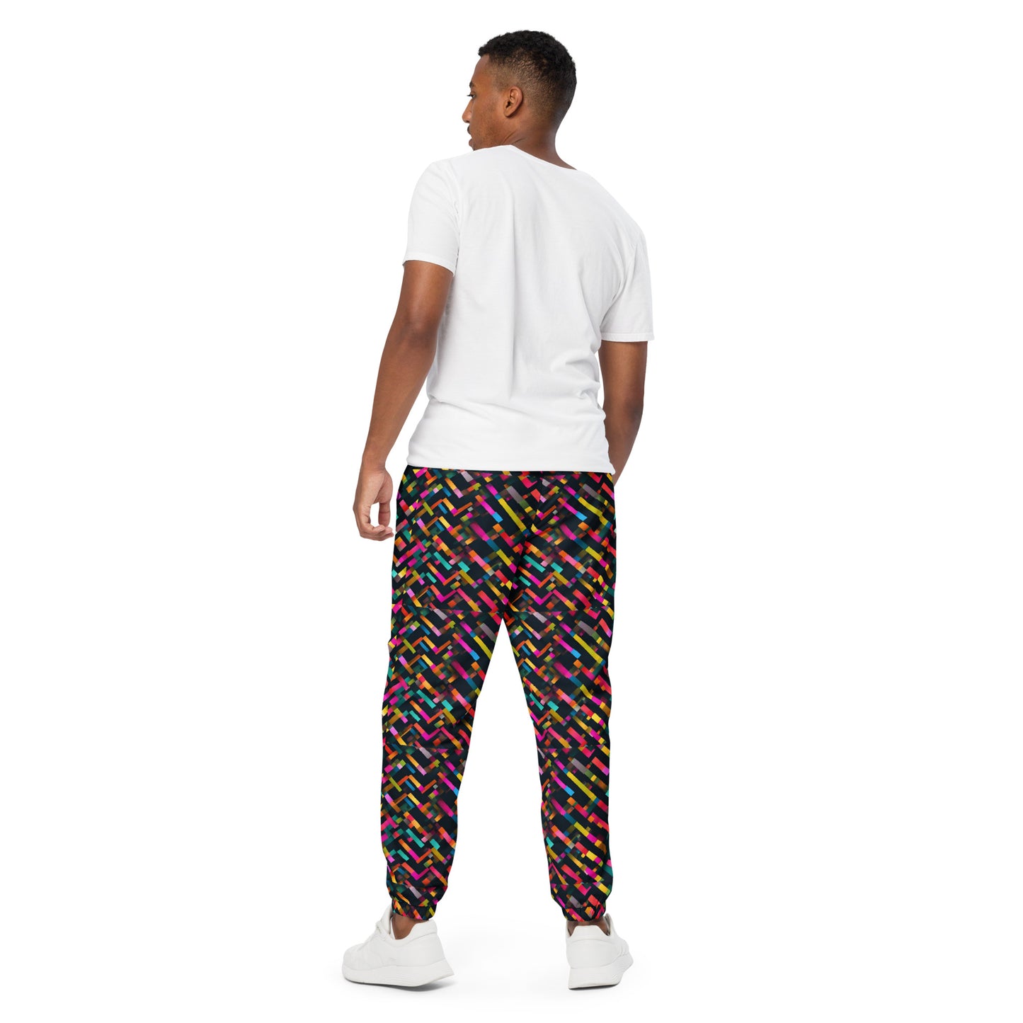 Unisex track pants Adult Activewear Hot Pink Blue Yellow Design Pattern