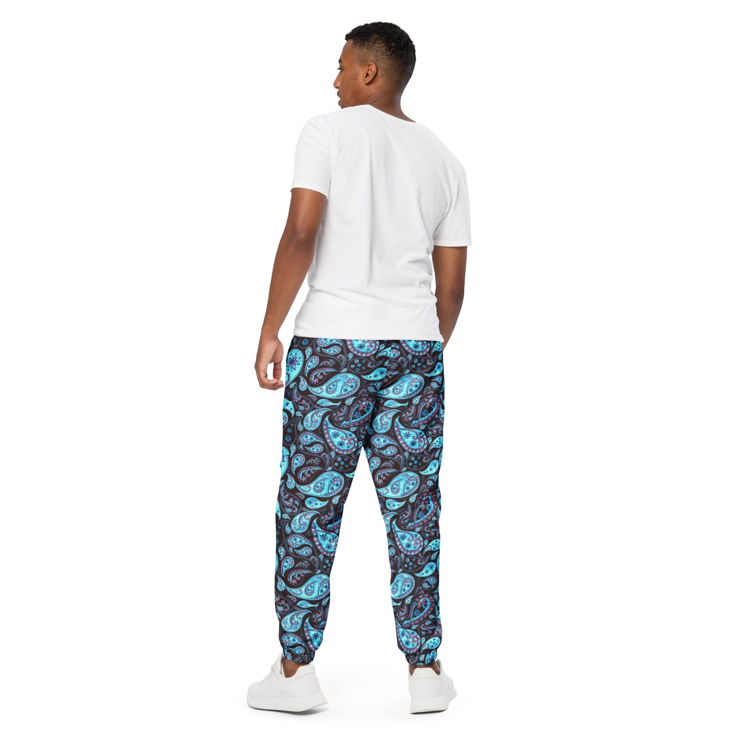 Unisex track pants Adult Activewear Teal-Blue Light Blue Paisley Design Pattern