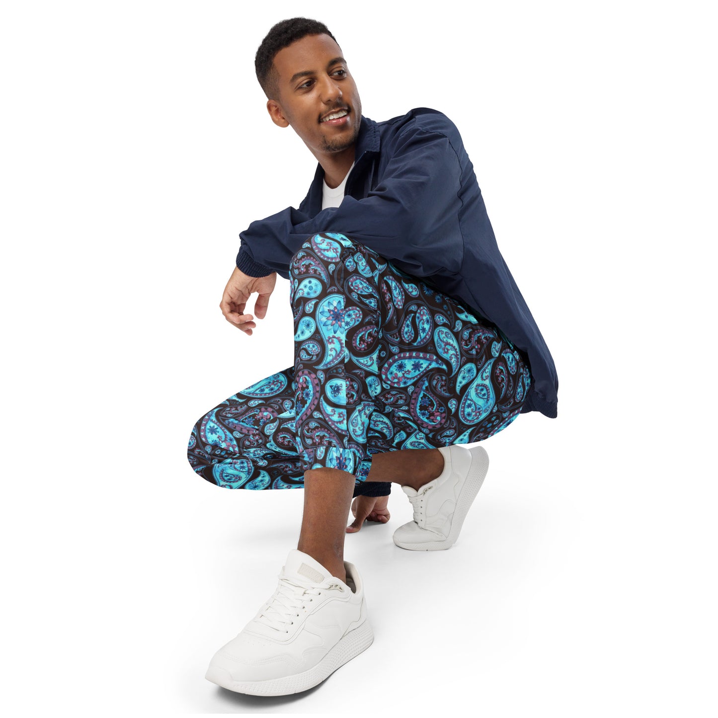 Unisex track pants Adult Activewear Teal-Blue Light Blue Paisley Design Pattern