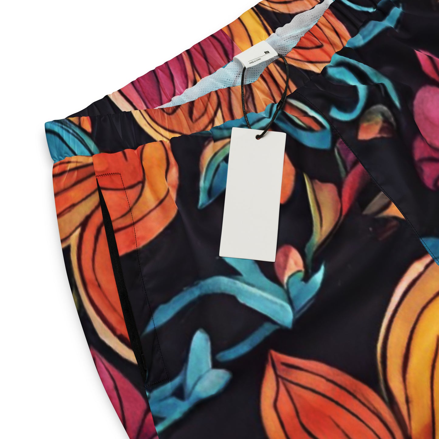 Unisex track pants Adult Activewear Hot Pink Teal-Blue Teal Yellow Flower Pattern