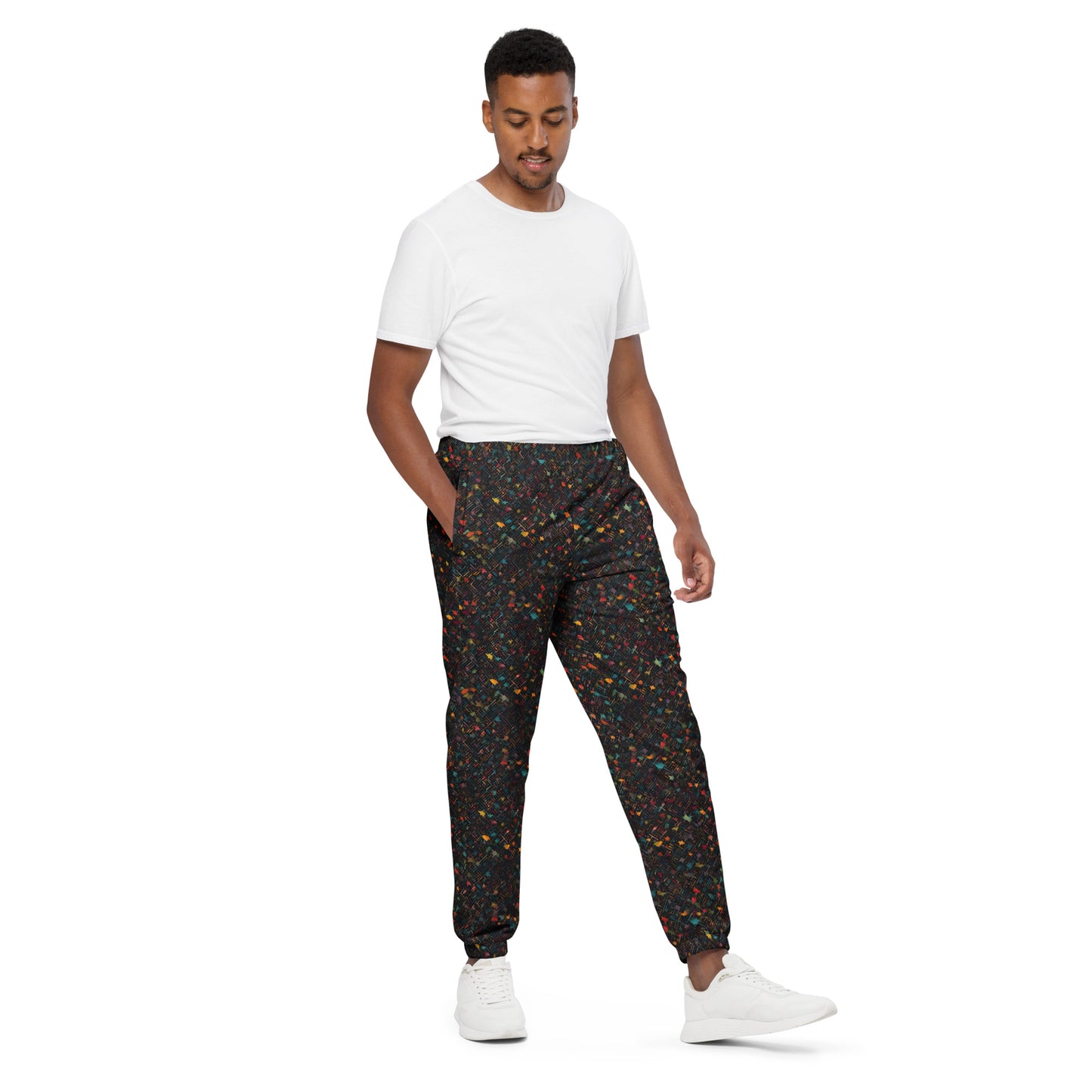 Unisex track pants Adult Activewear Black with little red yellow specs